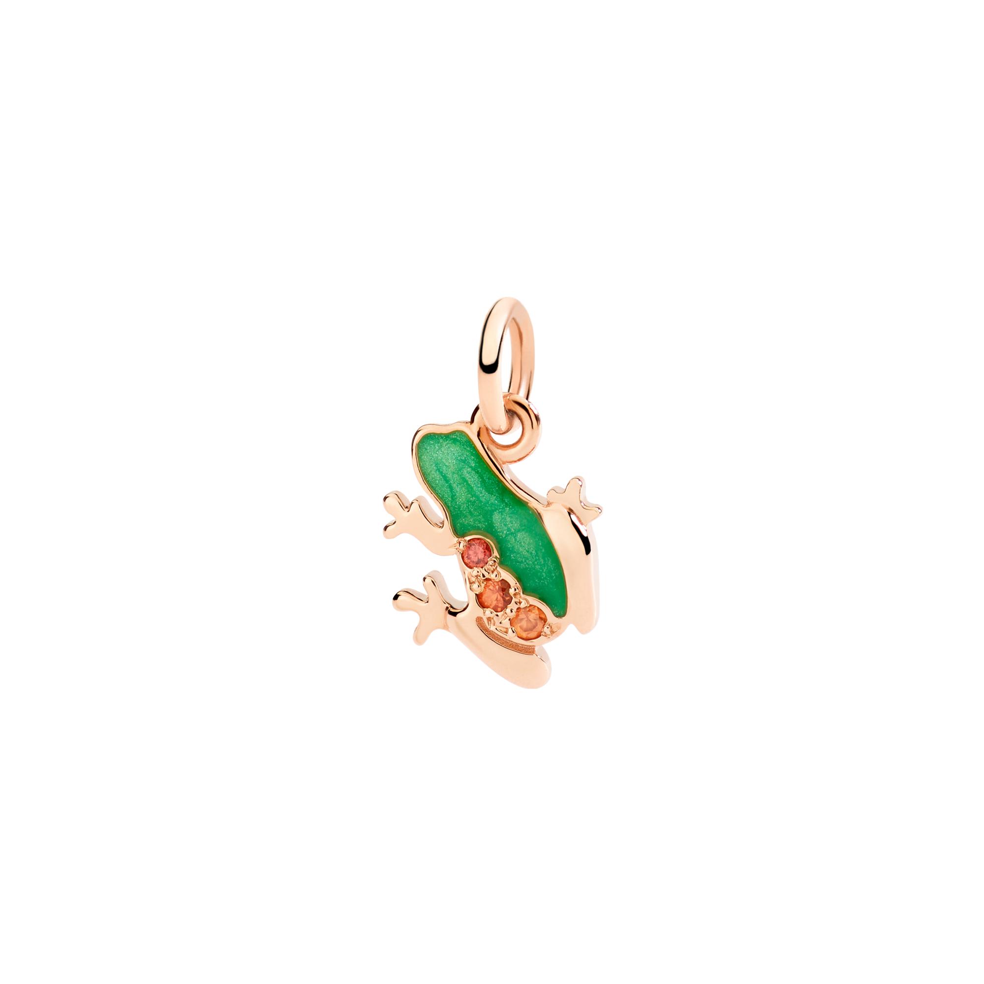 Charm Dodo Nature Grenouille En Or Rose Et Email - Email/Or Rose 375/1000ème - Saphir Rose - Rose