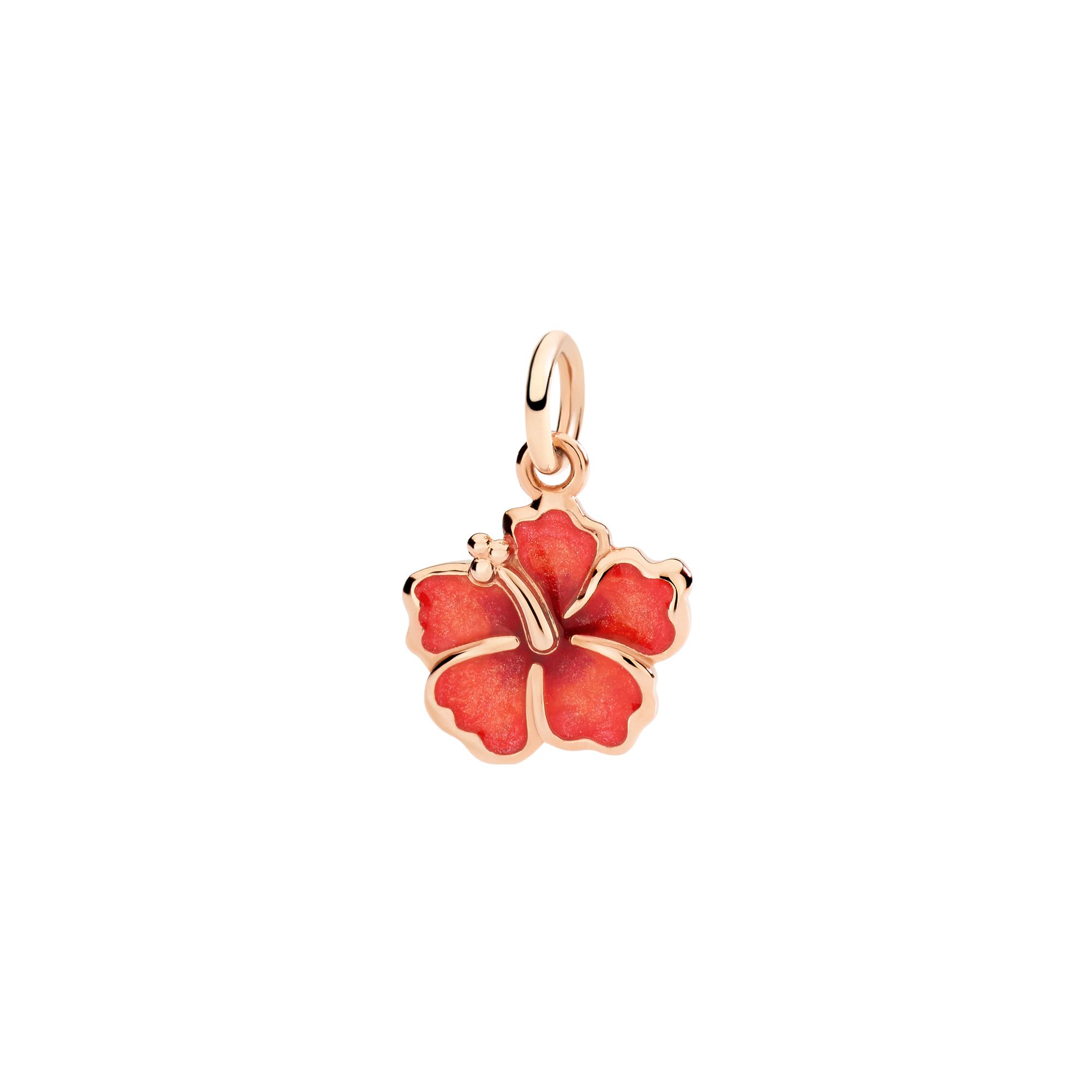 Charm Dodo Nature Fleur D'hibiscus En Or Rose Et Email - Email/Or Rose 375/1000ème - Rose