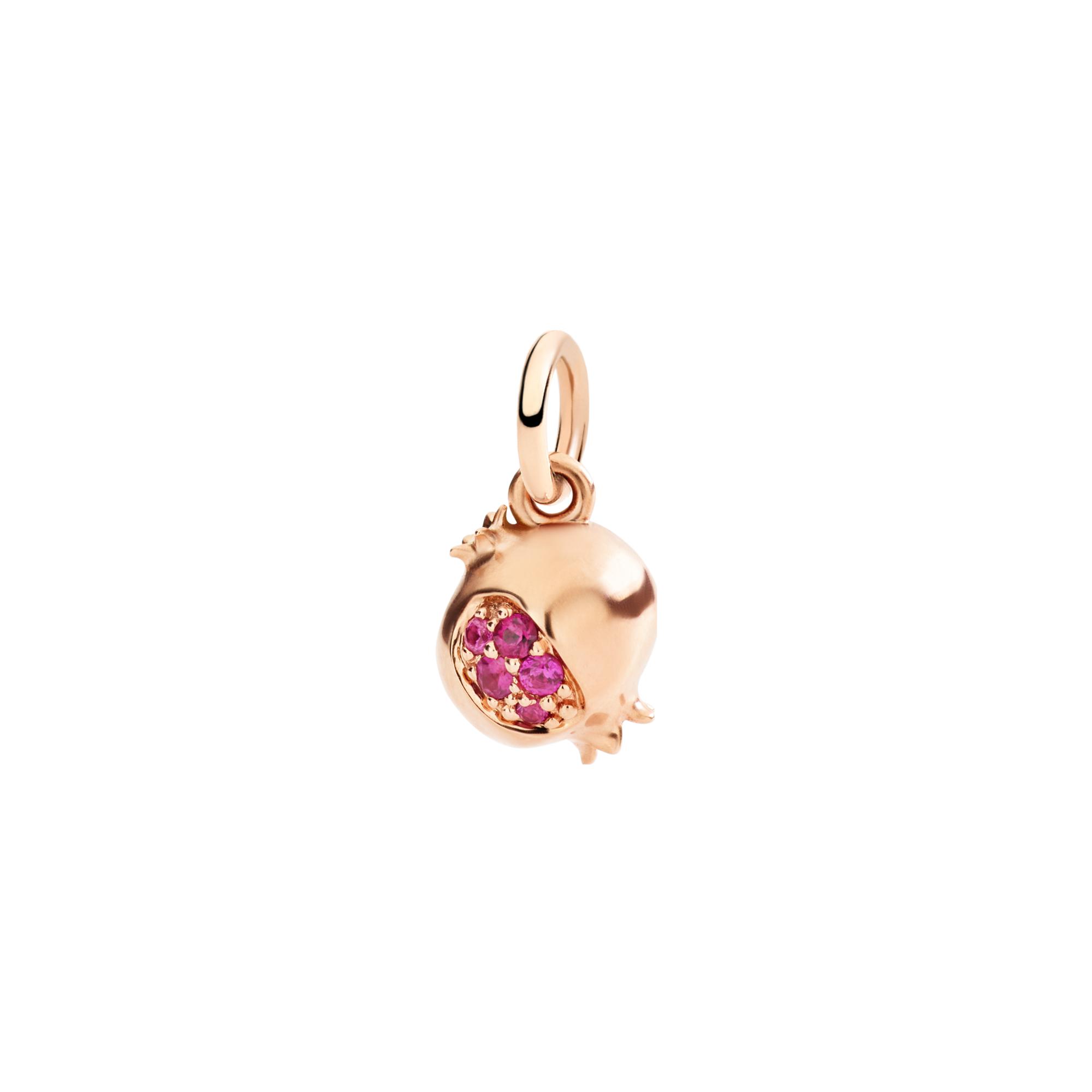 Charm Dodo Nature En Or Rose Et Rubis - Or Rose 375/1000ème - Rubis - Rose