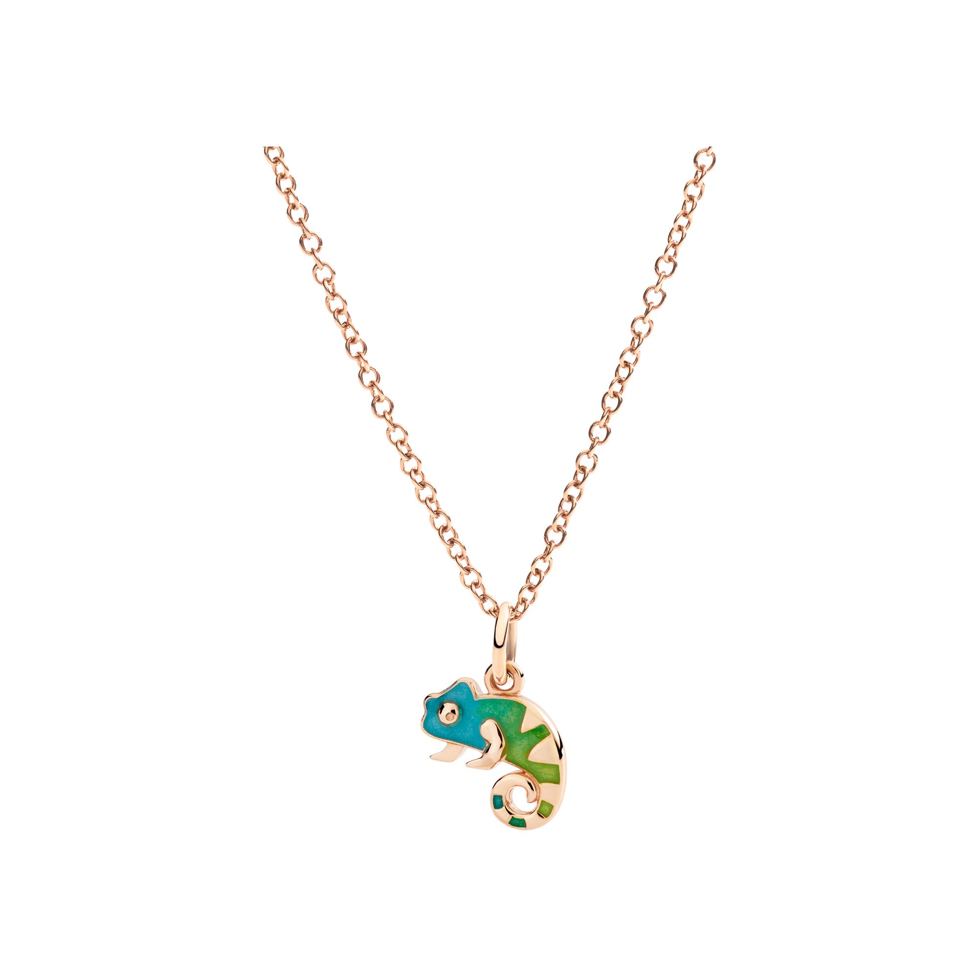 Charm Dodo Nature caméléon en or rose et email