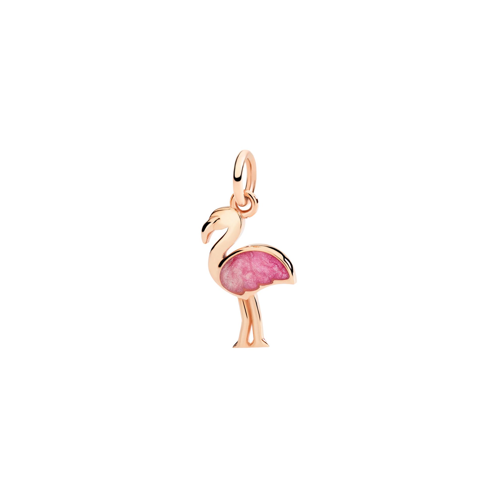 Charm Dodo Nature Flamant Rose En Or Rose Et Email - Email/Or Rose 375/1000ème - Rose