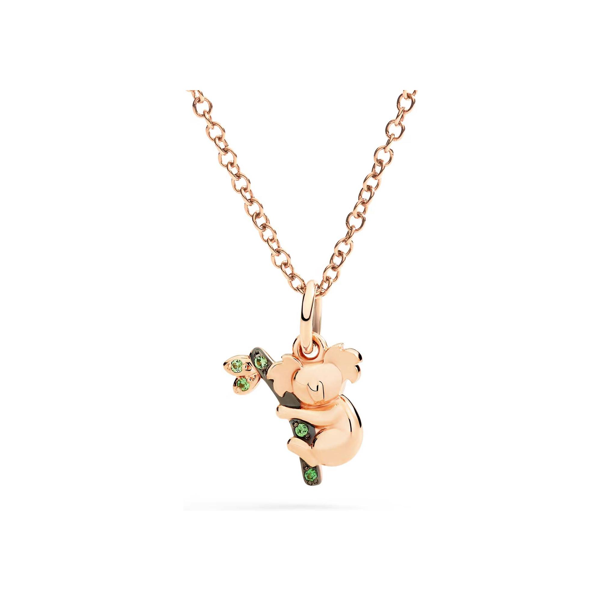 Pendentif Dodo Nature Koala en or rose et tsavorite