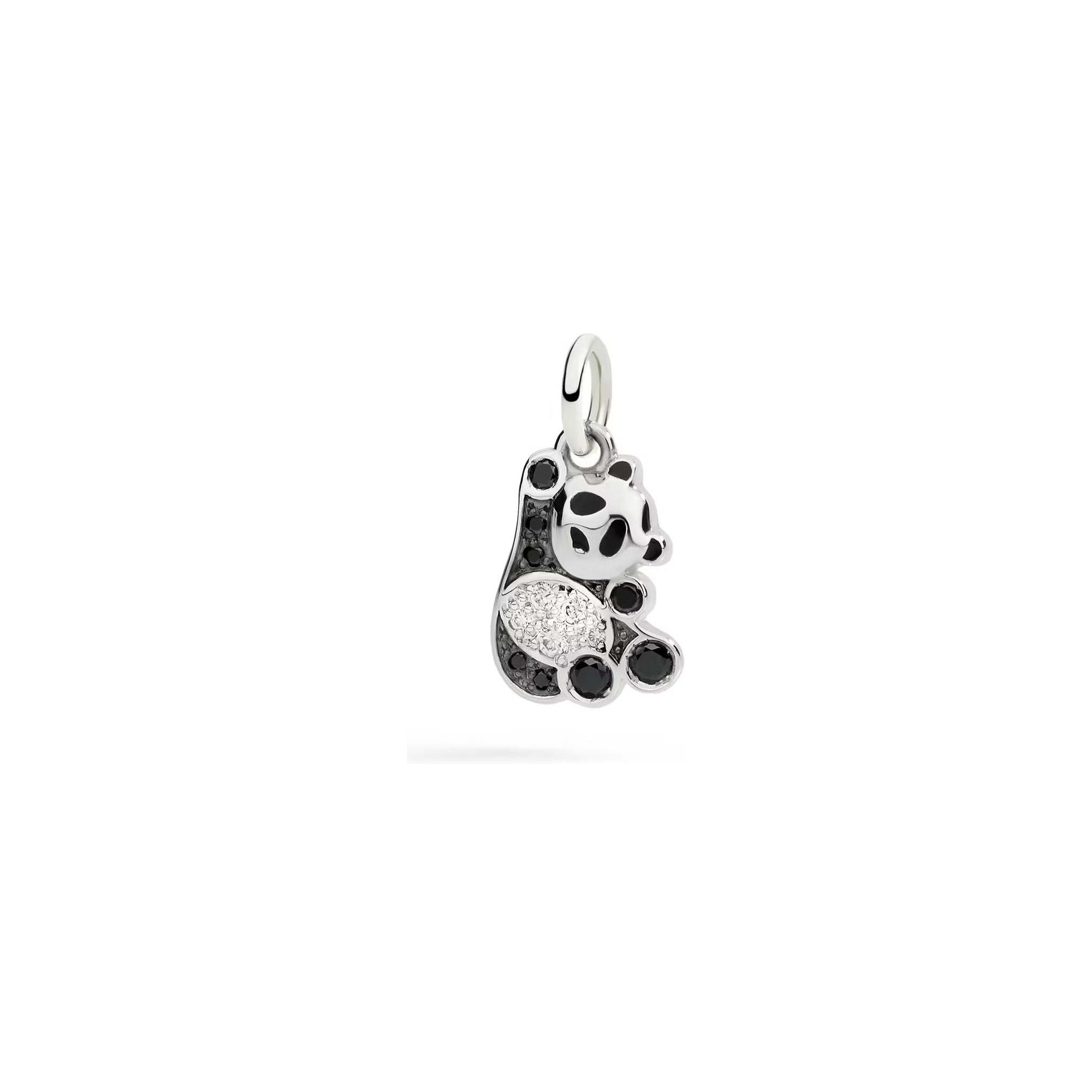 Pendentif Dodo Nature Panda En Argent, Diamant Noir Et Diamant - Argent 925/1000ème - Diamant Noir/Diamant - Noir