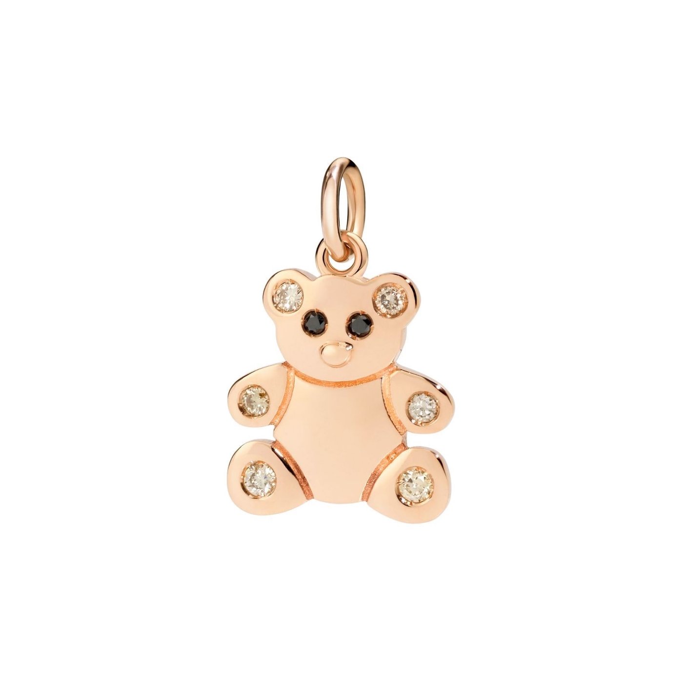 Pendentif DoDo Teddy Bear en or rose et diamants noirs et marrons