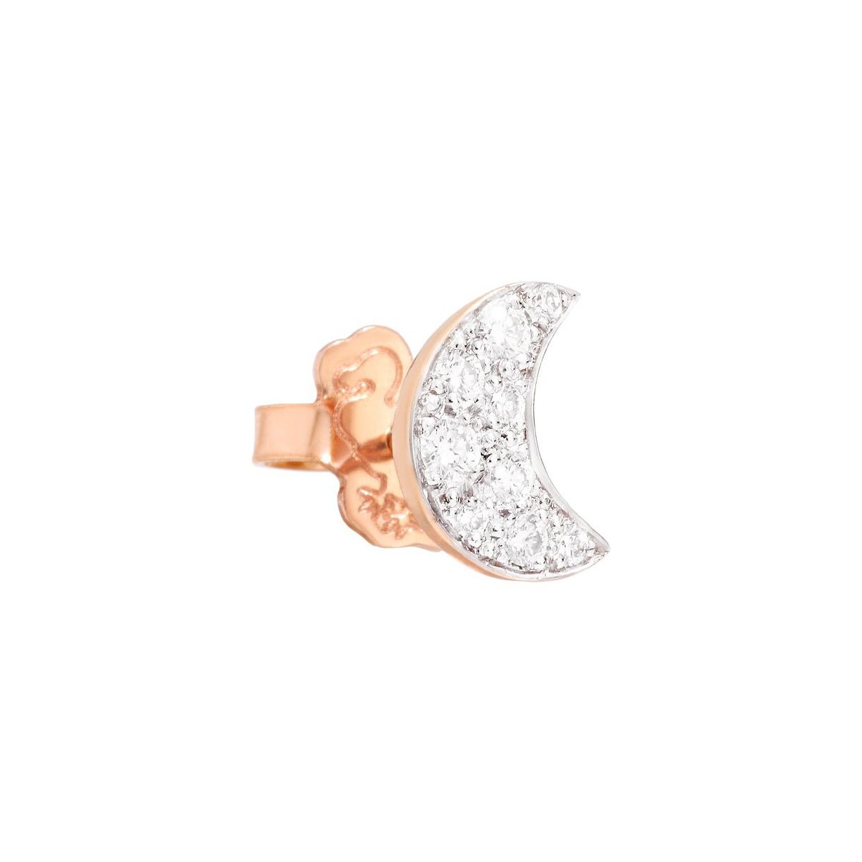 Mono boucle d'oreille Dodo lune en or rose et diamants