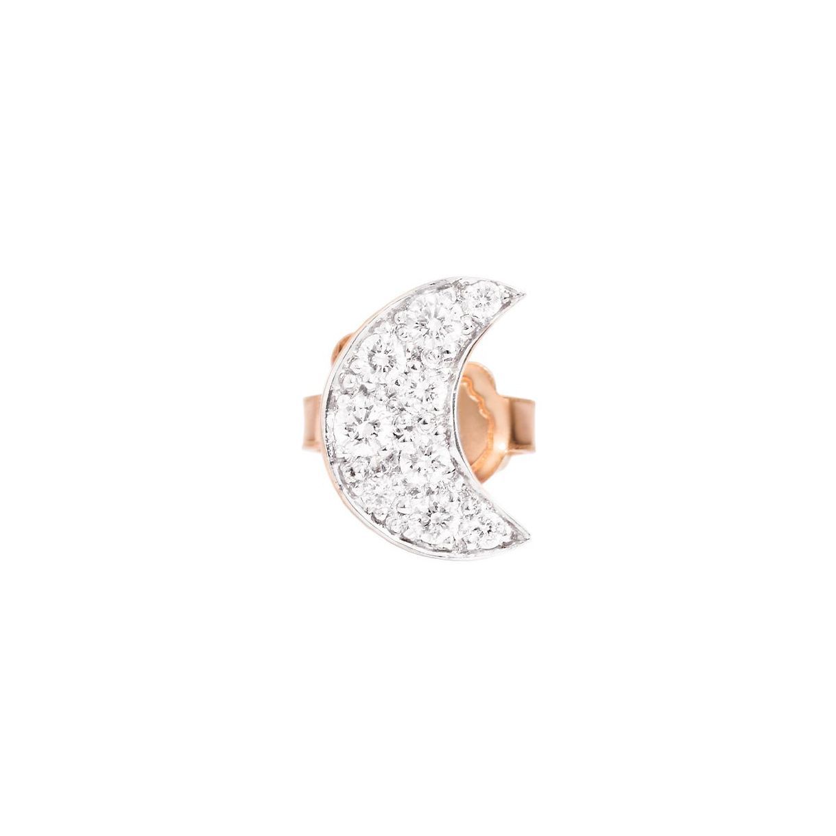 Mono boucle d'oreille Dodo lune en or rose et diamants