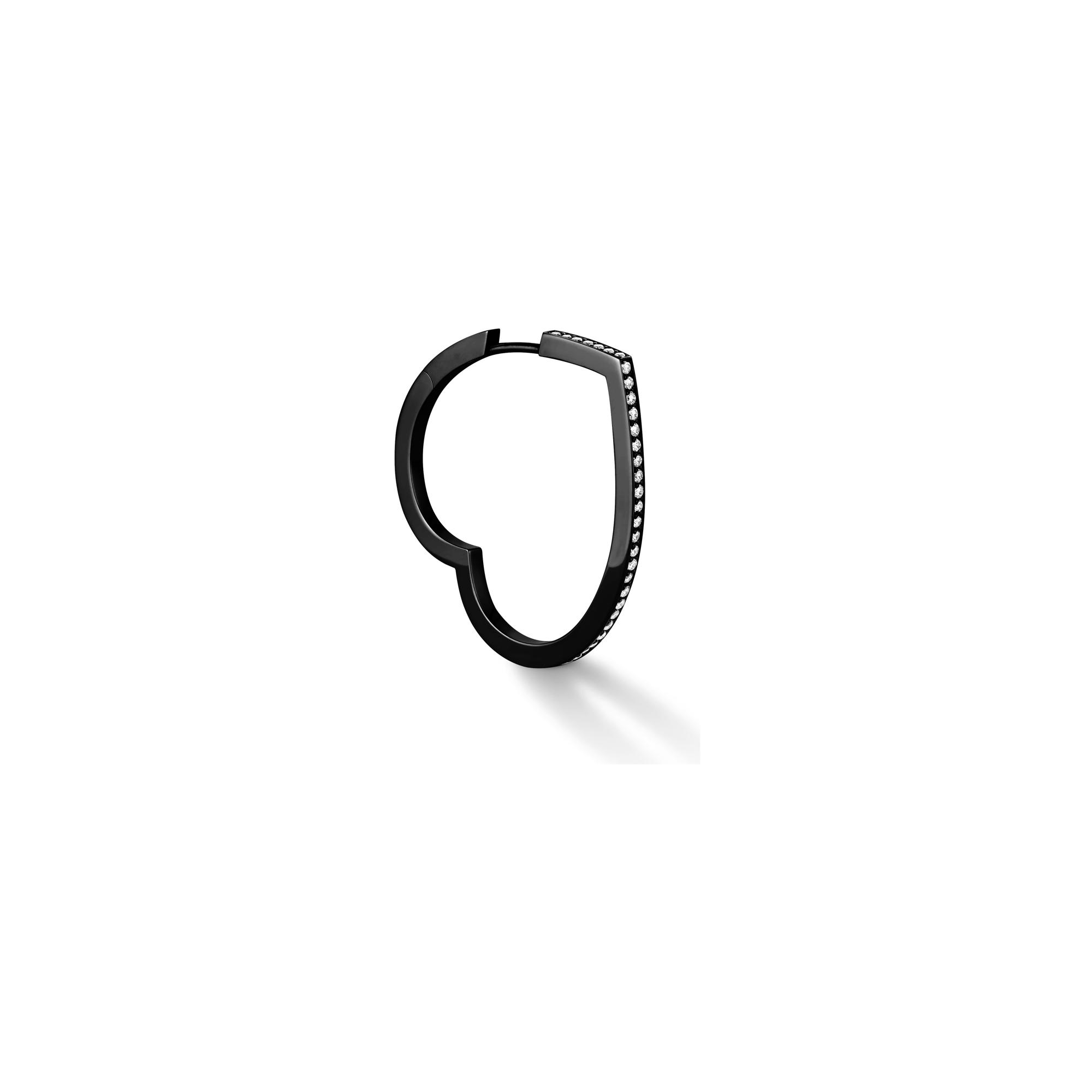 Mono boucle d'oreille créole Repossi Antifer Heart en or noir et diamants