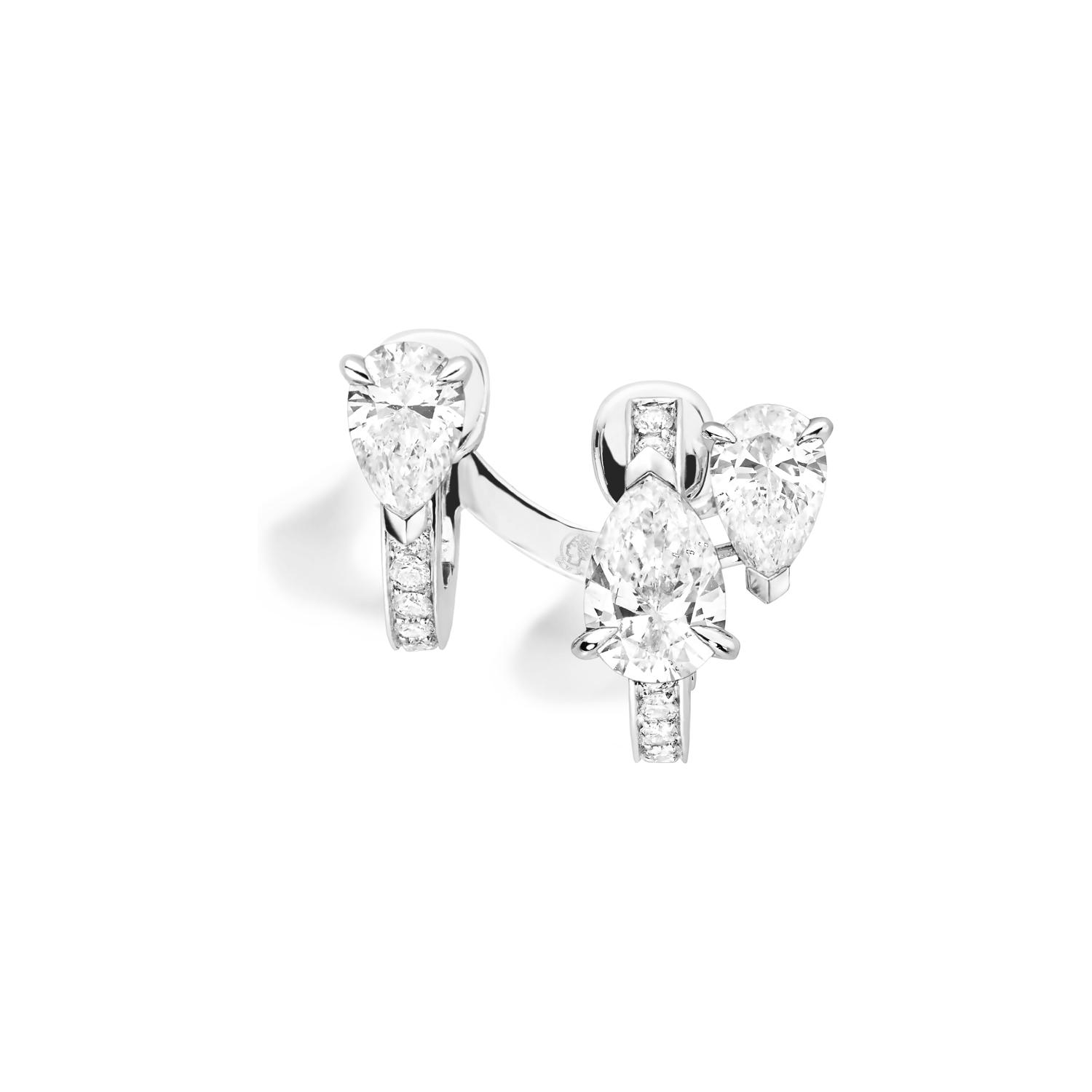 Mono Boucle d'oreille droite Repossi Serti sur Vide en or blanc et diamants