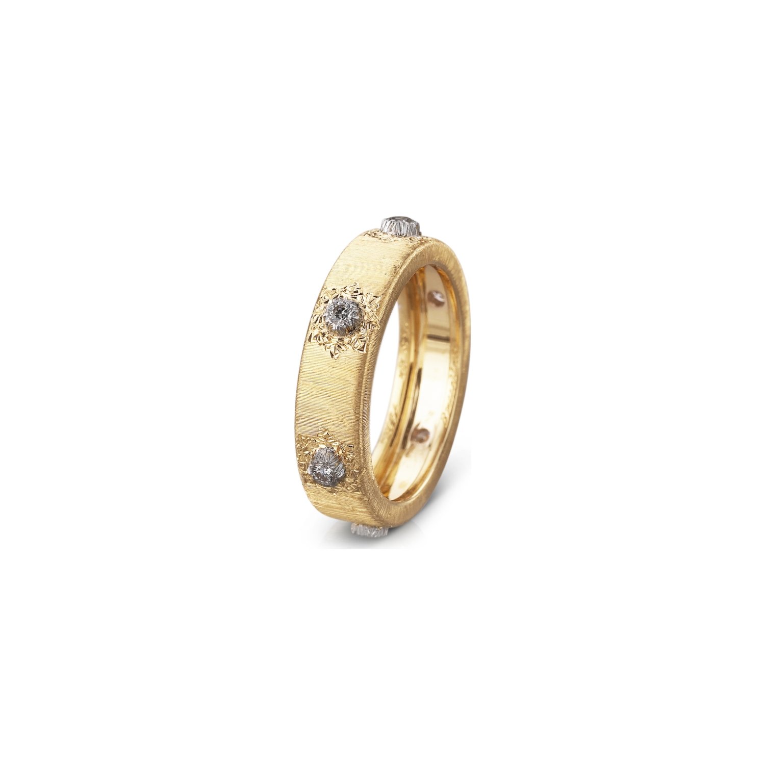 Bague Buccellati Macri Classica en or blanc, or jaune et diamants