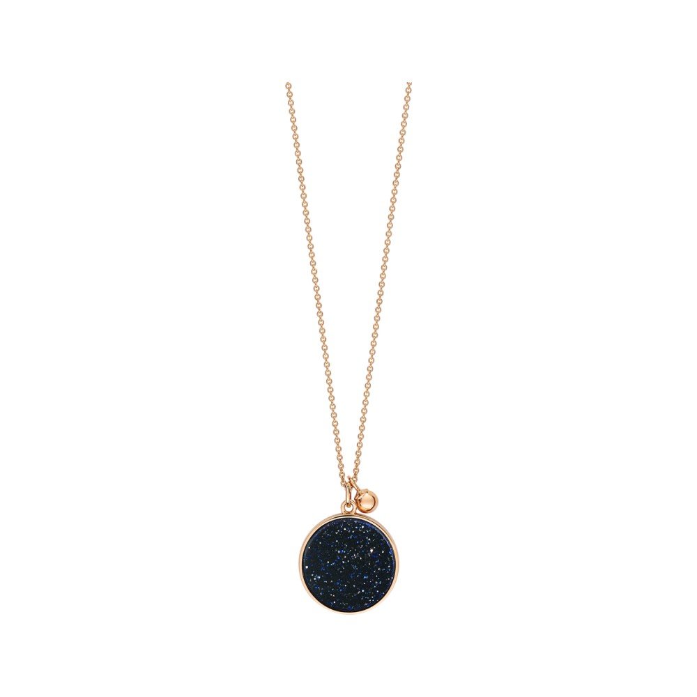 Collier Ginette NY EVER Disc en or rose et blue sand stone