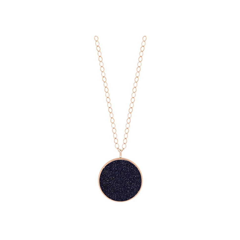 Collier Ginette NY JUMBO EVER DISC en or rose et blue sand stone