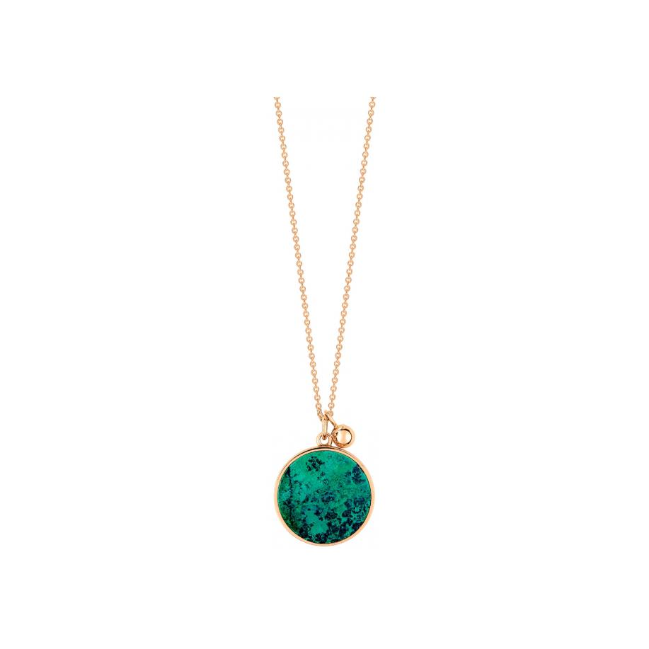 Collier Ginette NY EVER DISC en or rose et chrysocolle