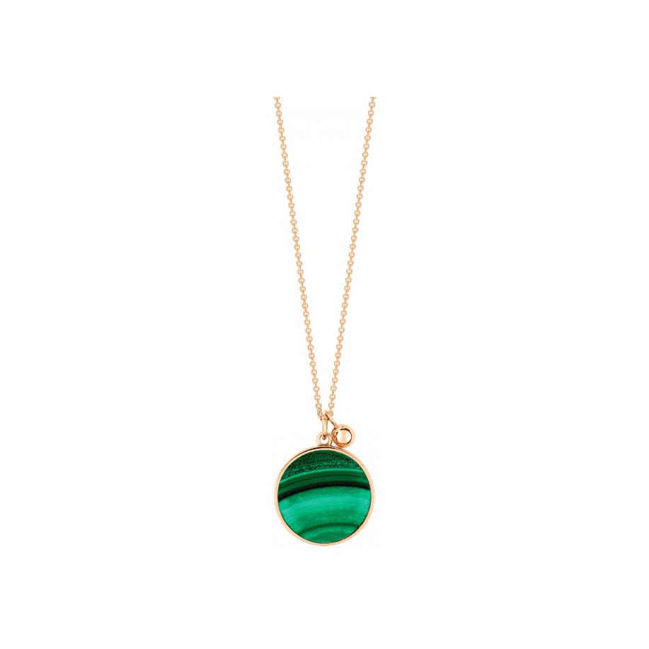 Collier Ginette NY EVER DISC en or rose et malachite