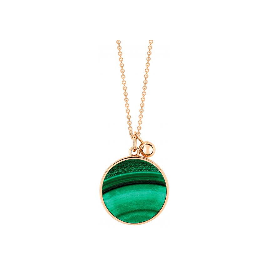 Collier Ginette NY EVER DISC en or rose et malachite