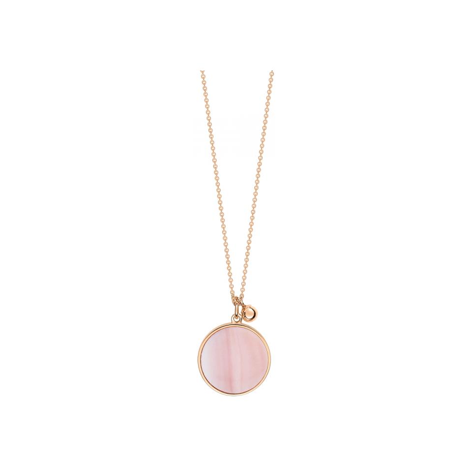 Collier Ginette NY EVER DISC en or rose et nacre rose