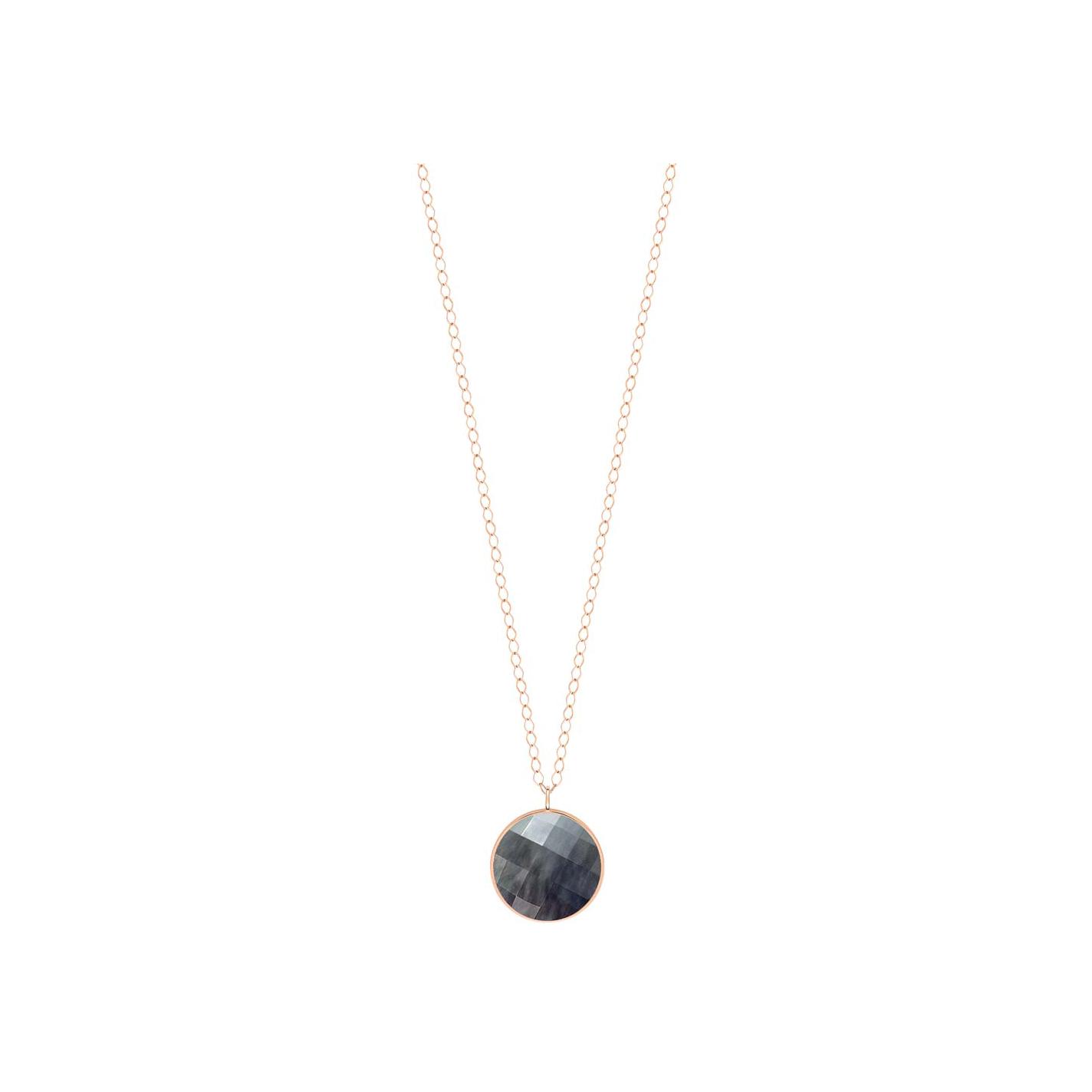 Collier Ginette NY EVER jumbo en or rose et nacre noire