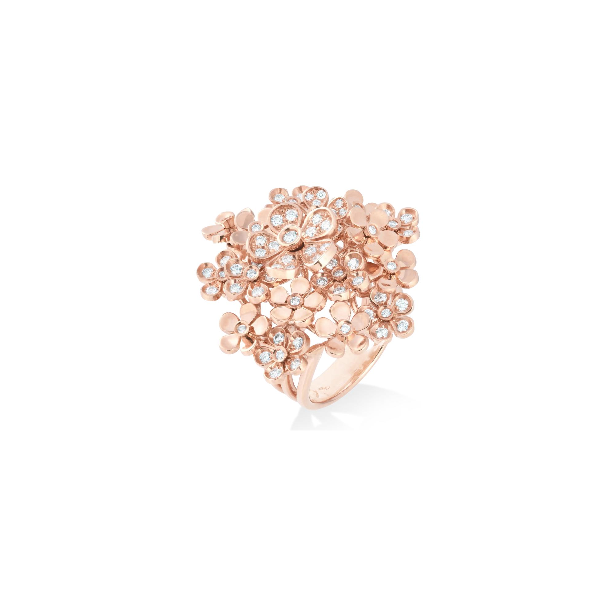 Bague Cesare Pompanon Primavera trembleuse en or rose et diamants, grand modèle