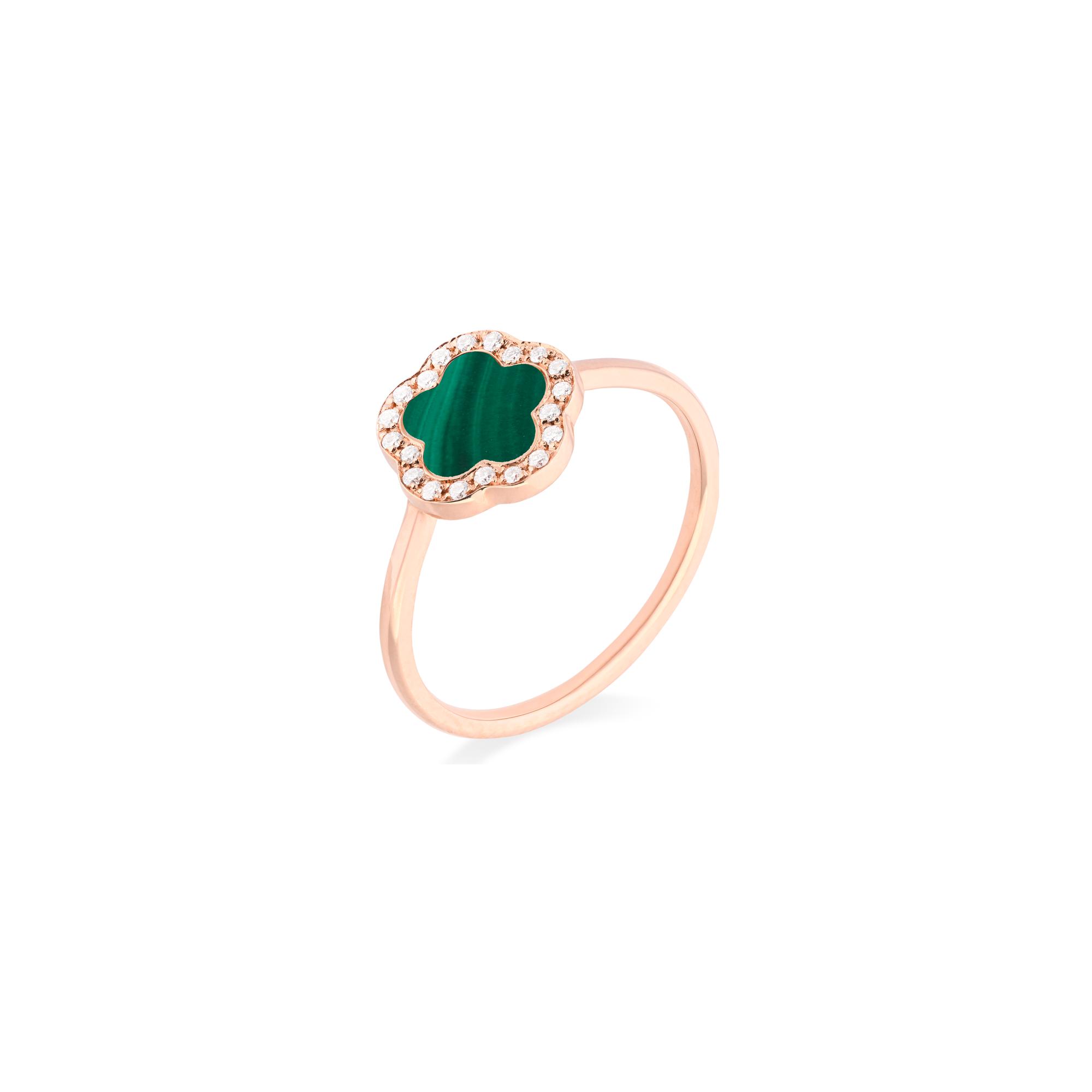 Bague Cesare Pompanon Fiore di Mamma mini en or rose, diamants et vert