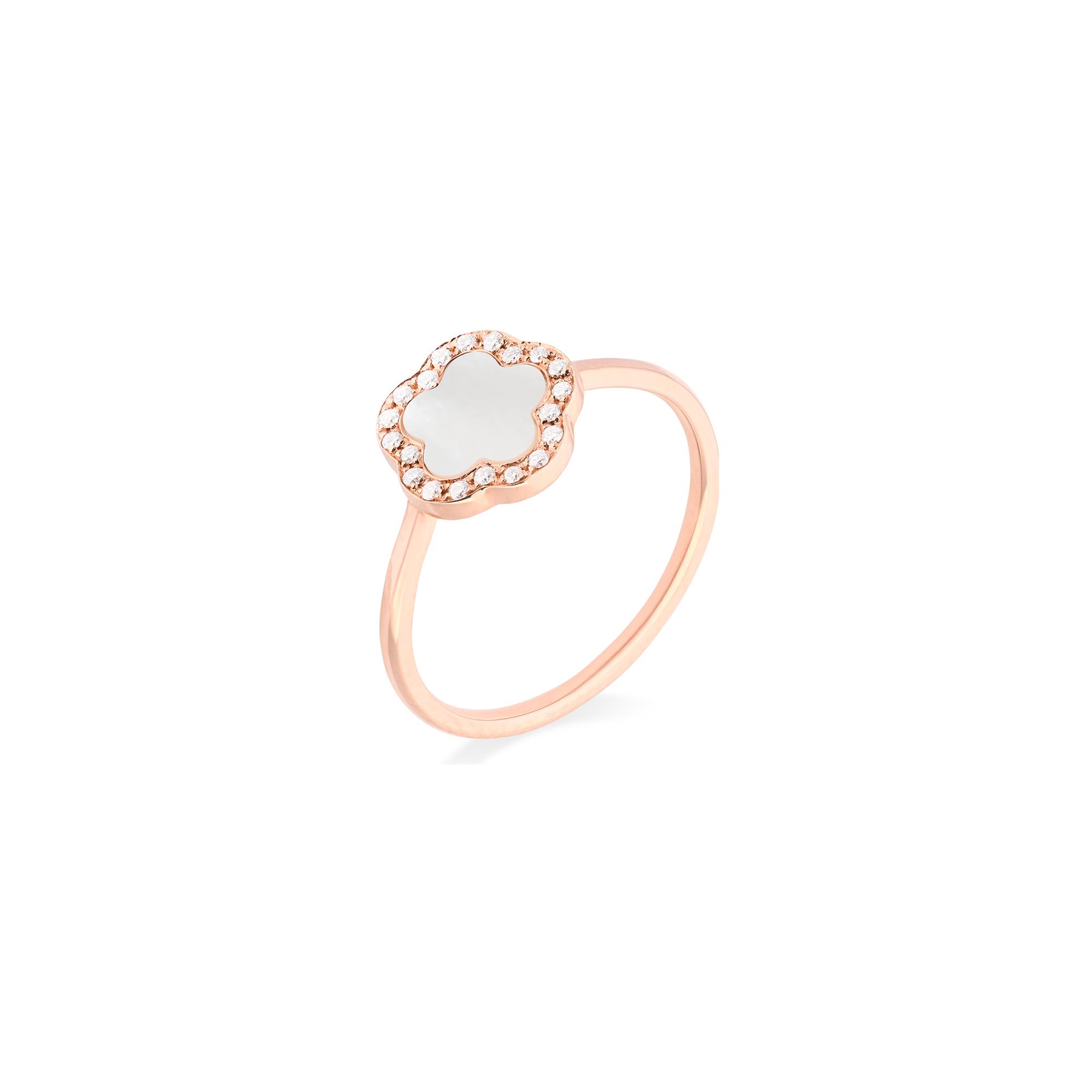 Bague Cesare Pompanon Fiore di Mamma mini en or rose, diamants et gris blanche