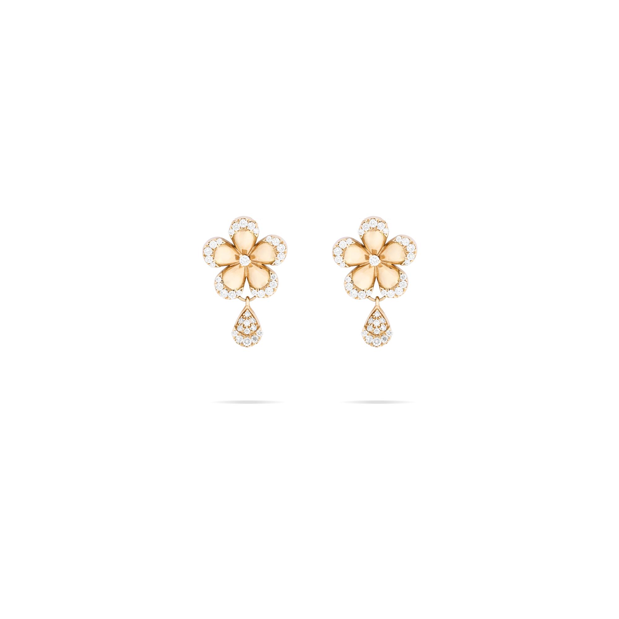 Boucles d’oreilles Cesare Pompanon Primavera gouttes en or rose et diamants