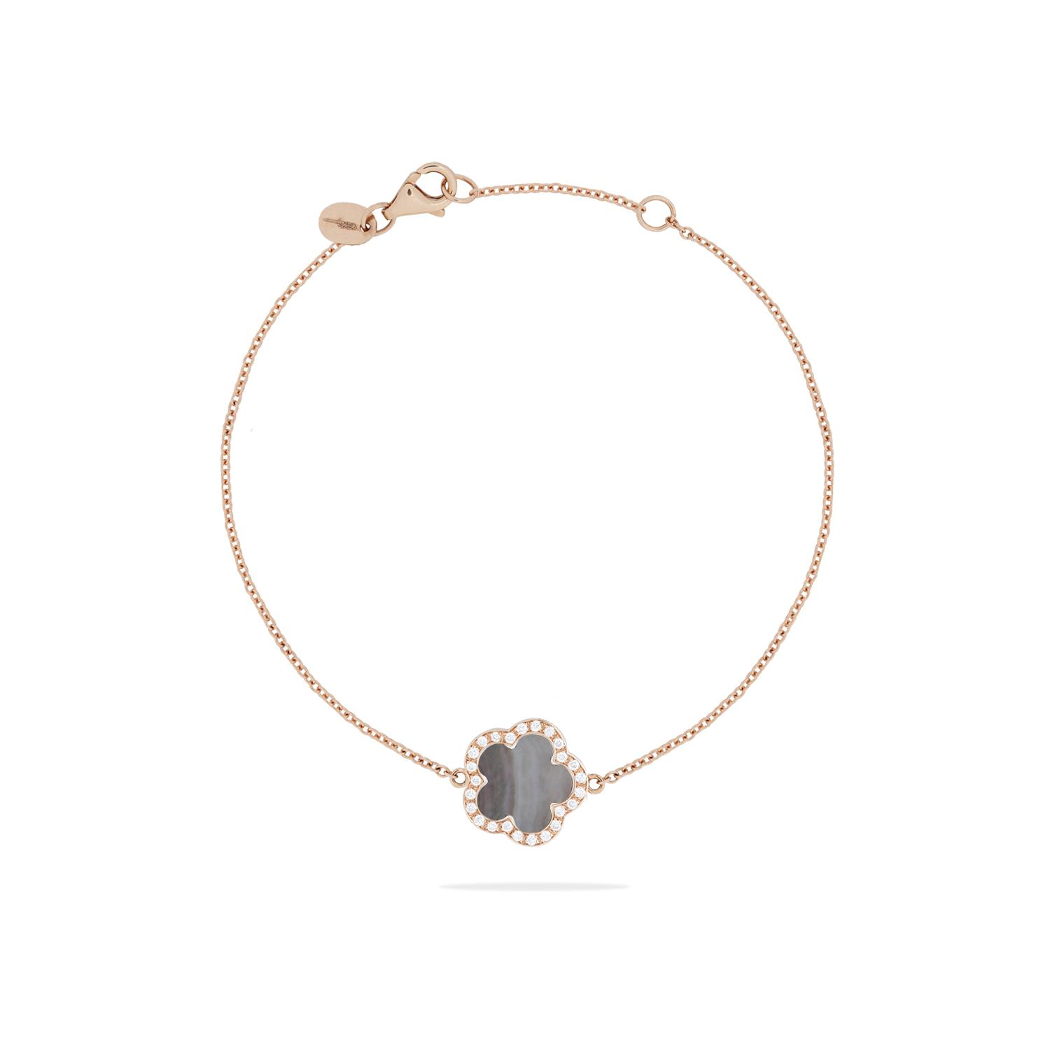 Bracelet Cesare Pompanon Fiore di Mamma en or rose, gris grise et diamants