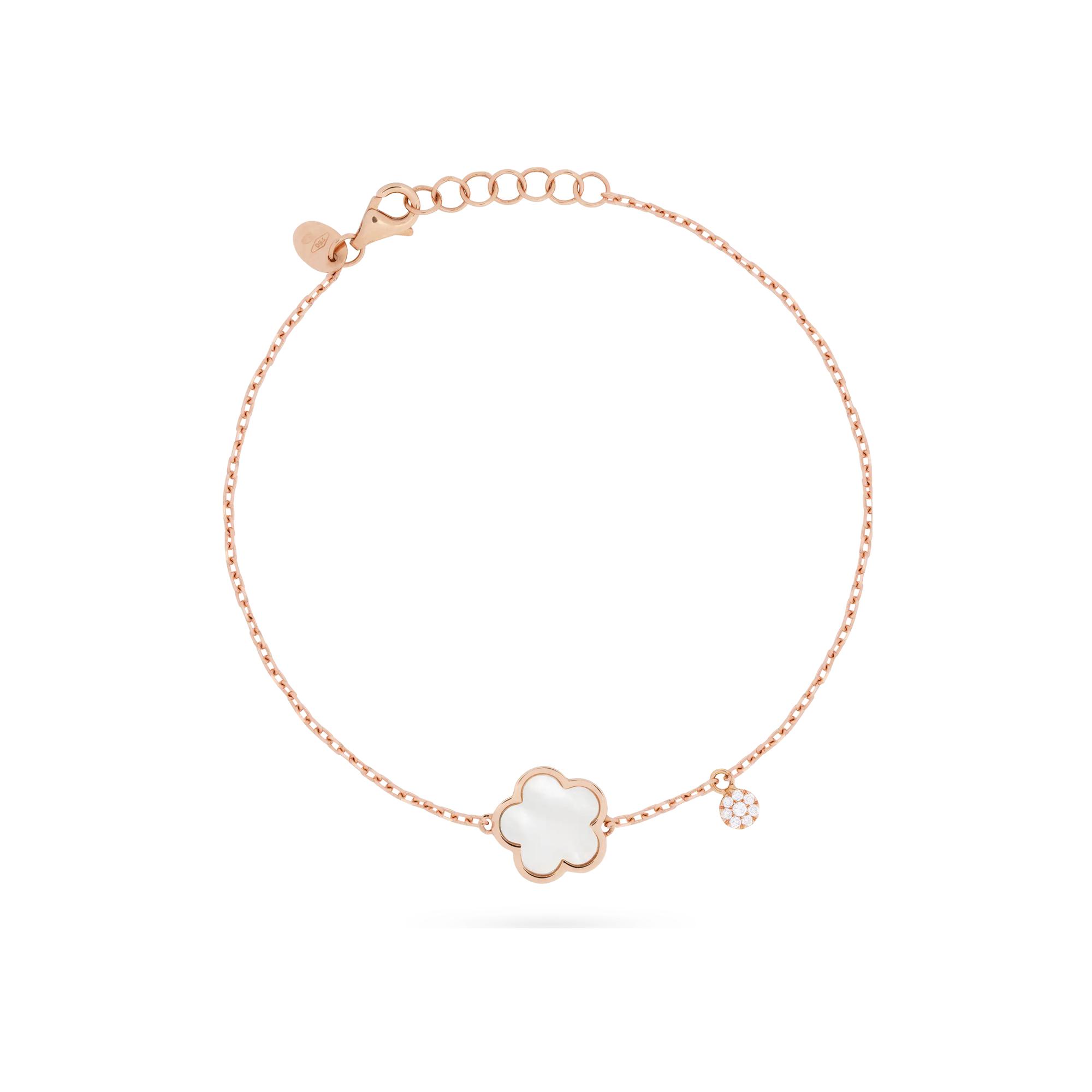 Bracelet Cesare Pompanon Fiore di Mamma pastille diamants en or rose et gris blanche