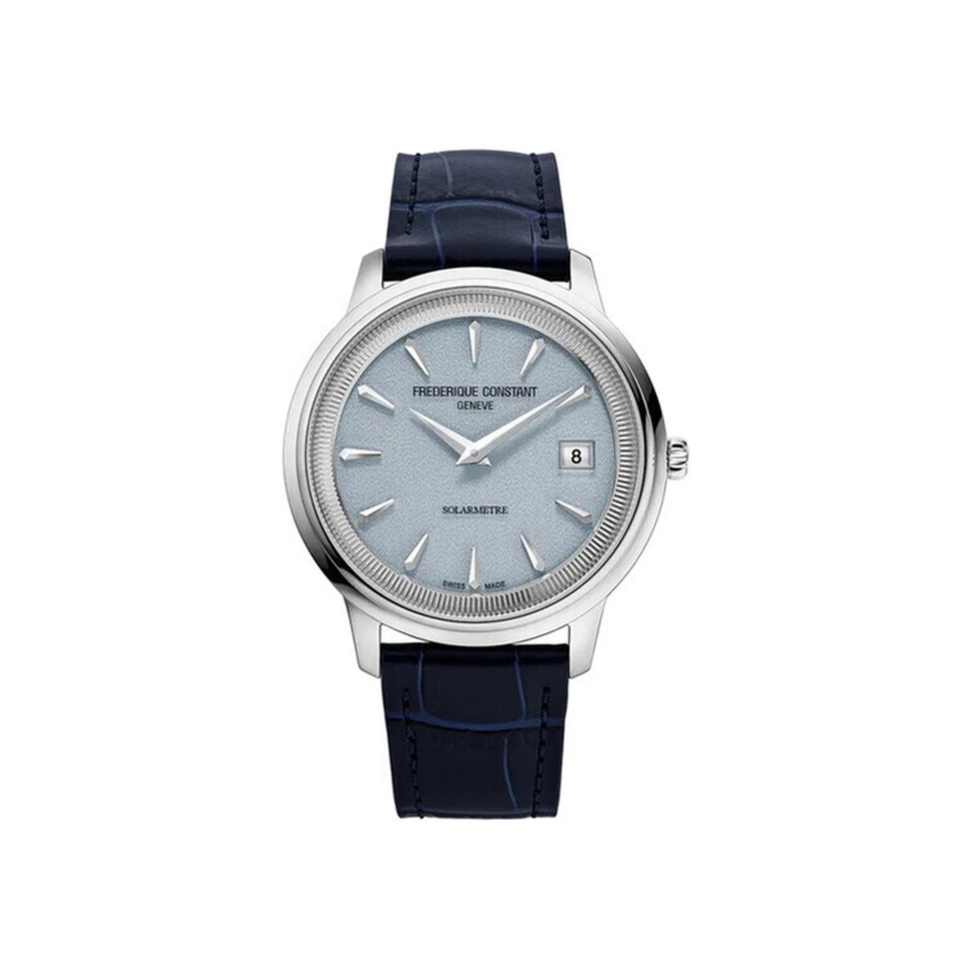 Montre Frédérique Constant Classics Moneta Solarmetre cadran Bleu bracelet Cuir/Maille milanaise FC-120LB3S6