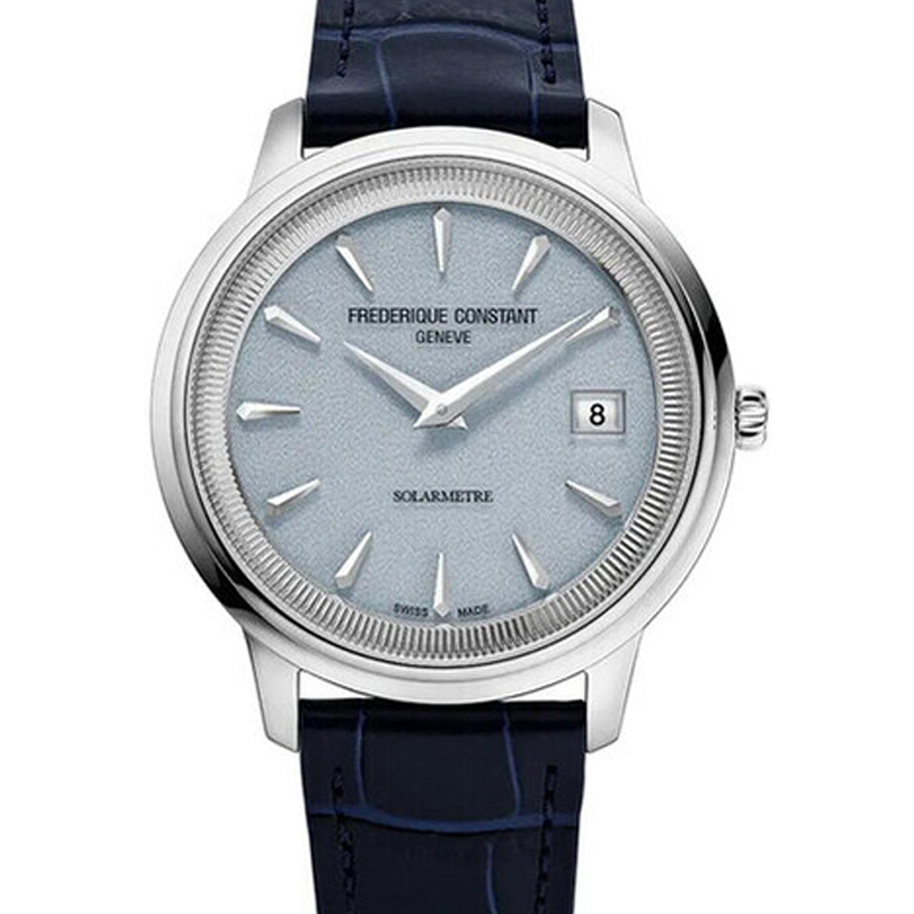 Montre Frédérique Constant Classics Moneta Solarmetre cadran Bleu bracelet Cuir/Maille milanaise FC-120LB3S6