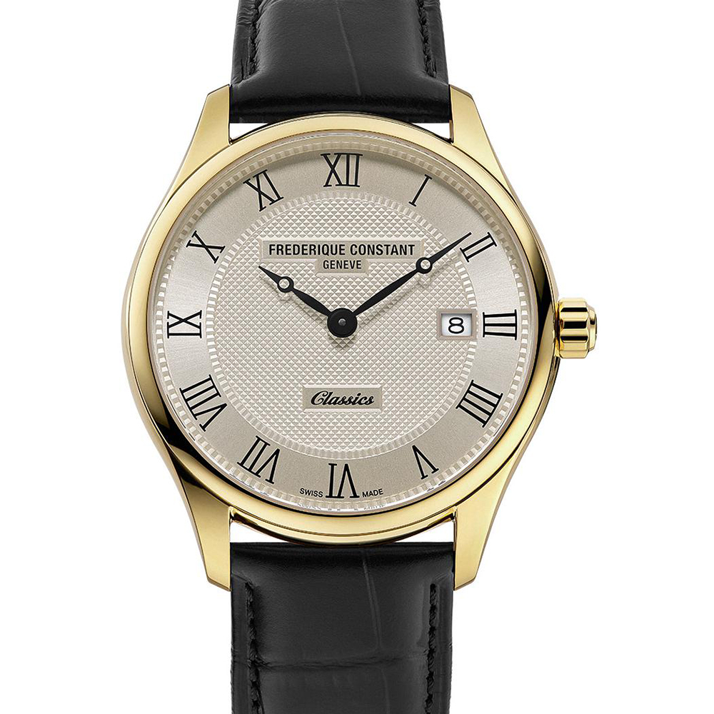 Montre Frédérique Constant Classics Quartz Date cadran Crème bracelet Cuir FC-220CR5B5