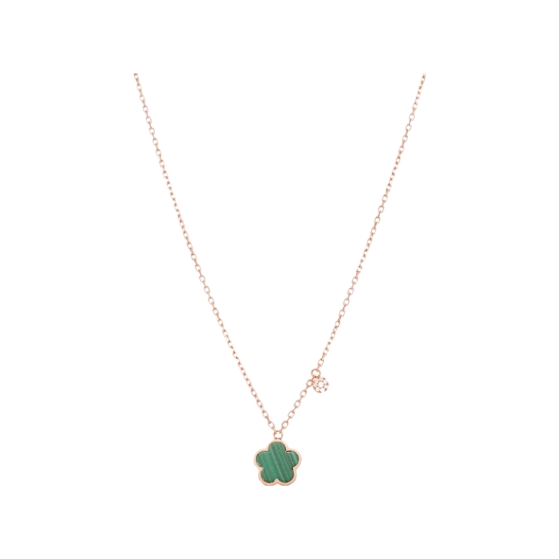Collier Cesare Pompanon Fiore di Mamma petit modèle en or rose et vert et diamants blancs