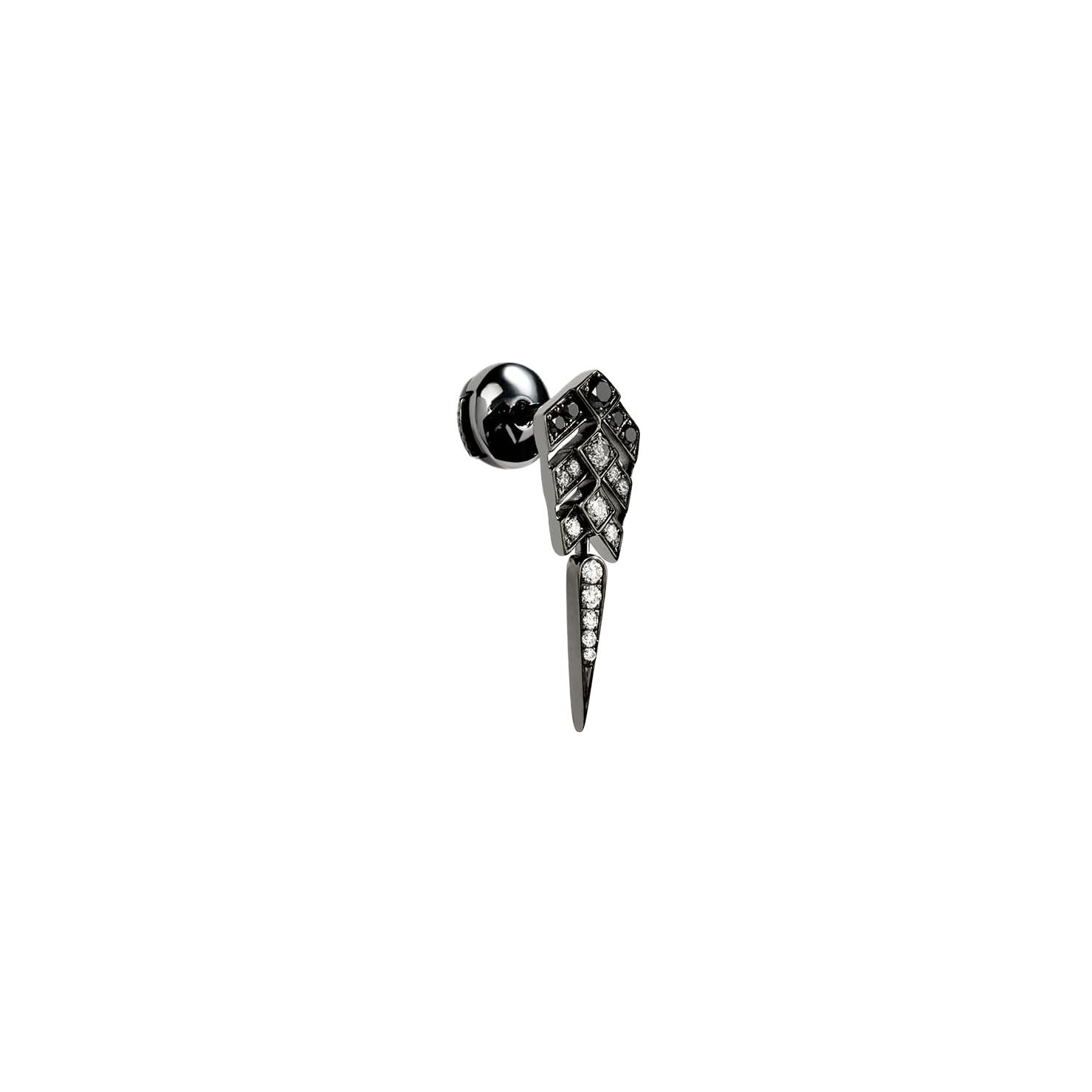 Boucle d'oreille STATEMENT Paris Stairway en argent rhodié et diamants