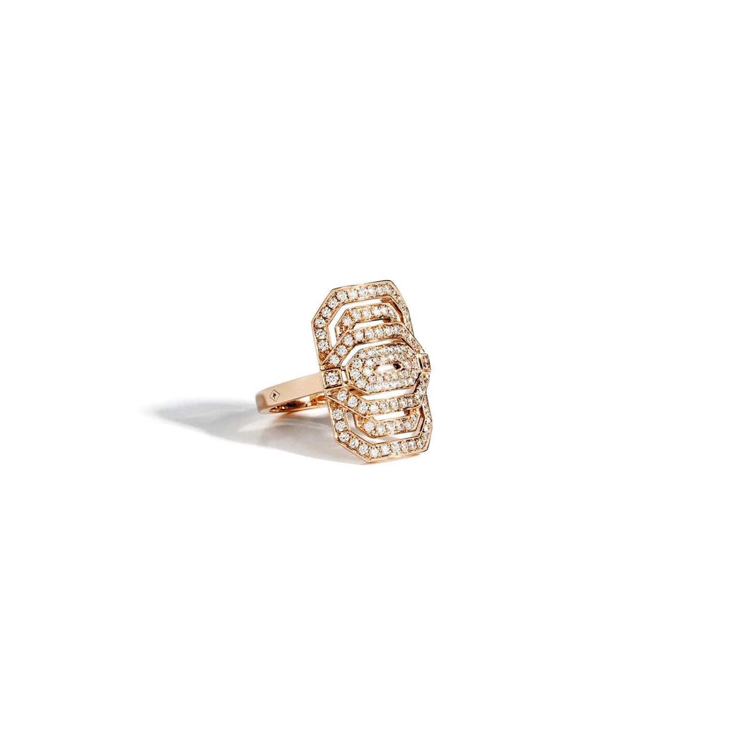 Bague Statement My Way en or rose pavée de diamants