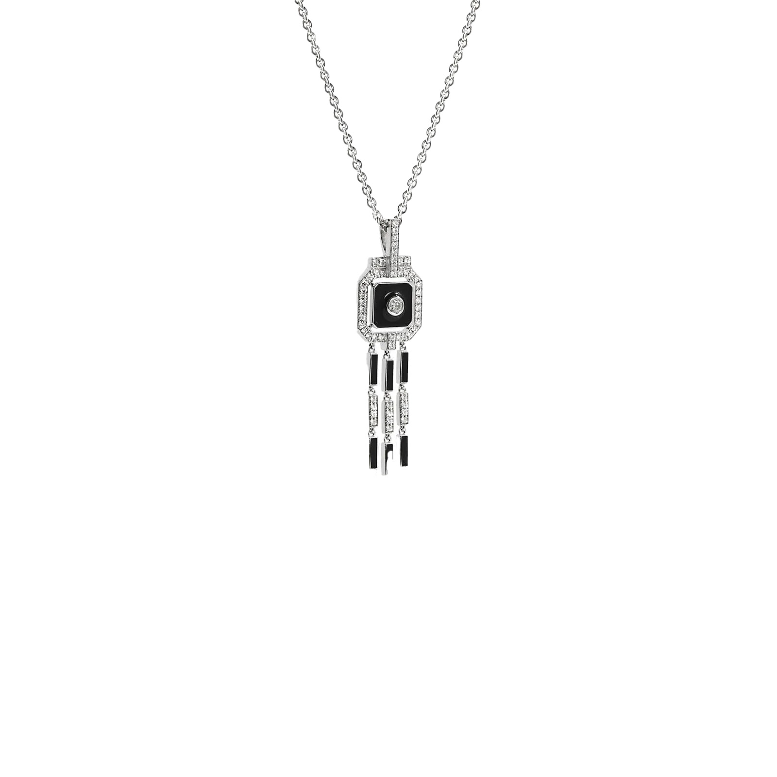 Collier Statement Skyway en argent, émail et diamants