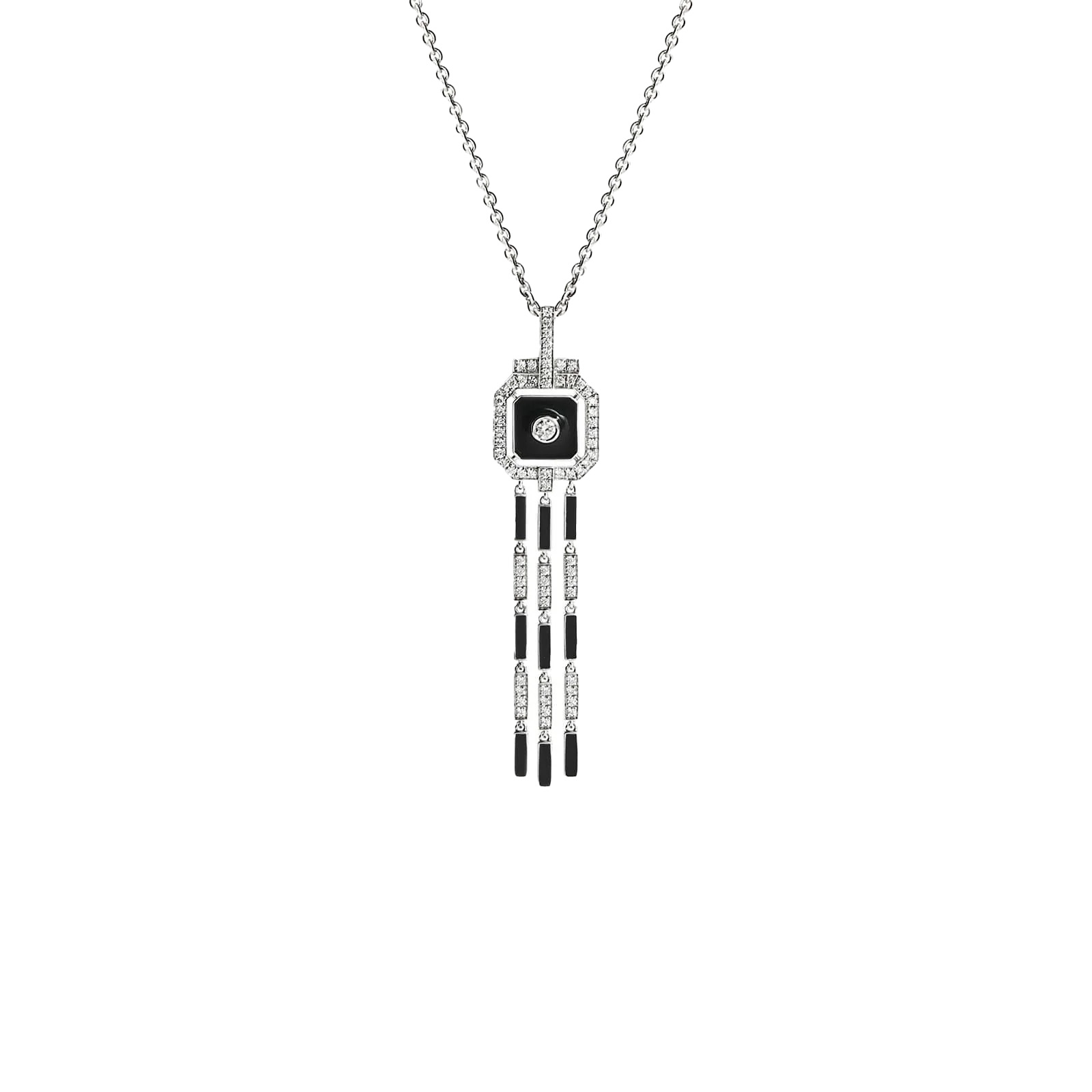 Collier Statement Skyway en argent, émail et diamants