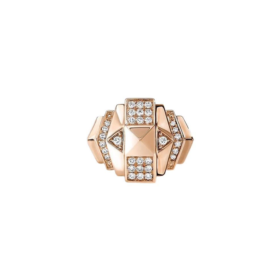 Bague Statement Mini Rockaway Pyramide en or rose et diamants