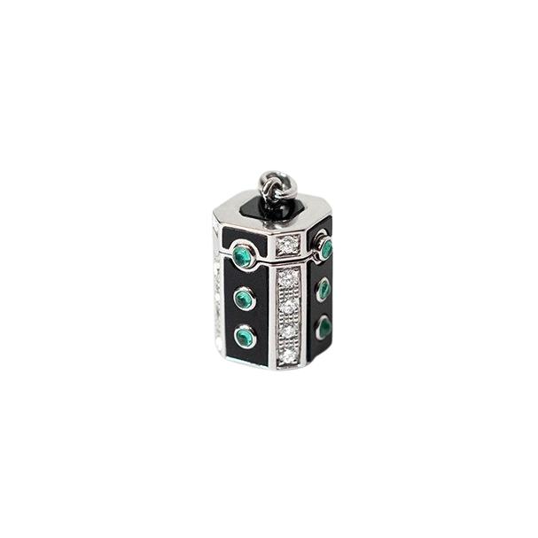 Pendentif STATEMENT Paris Wish Box en argent rhodié et diamants