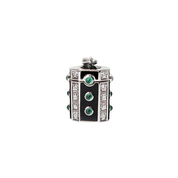 Pendentif STATEMENT Paris Wish Box en argent rhodié et diamants