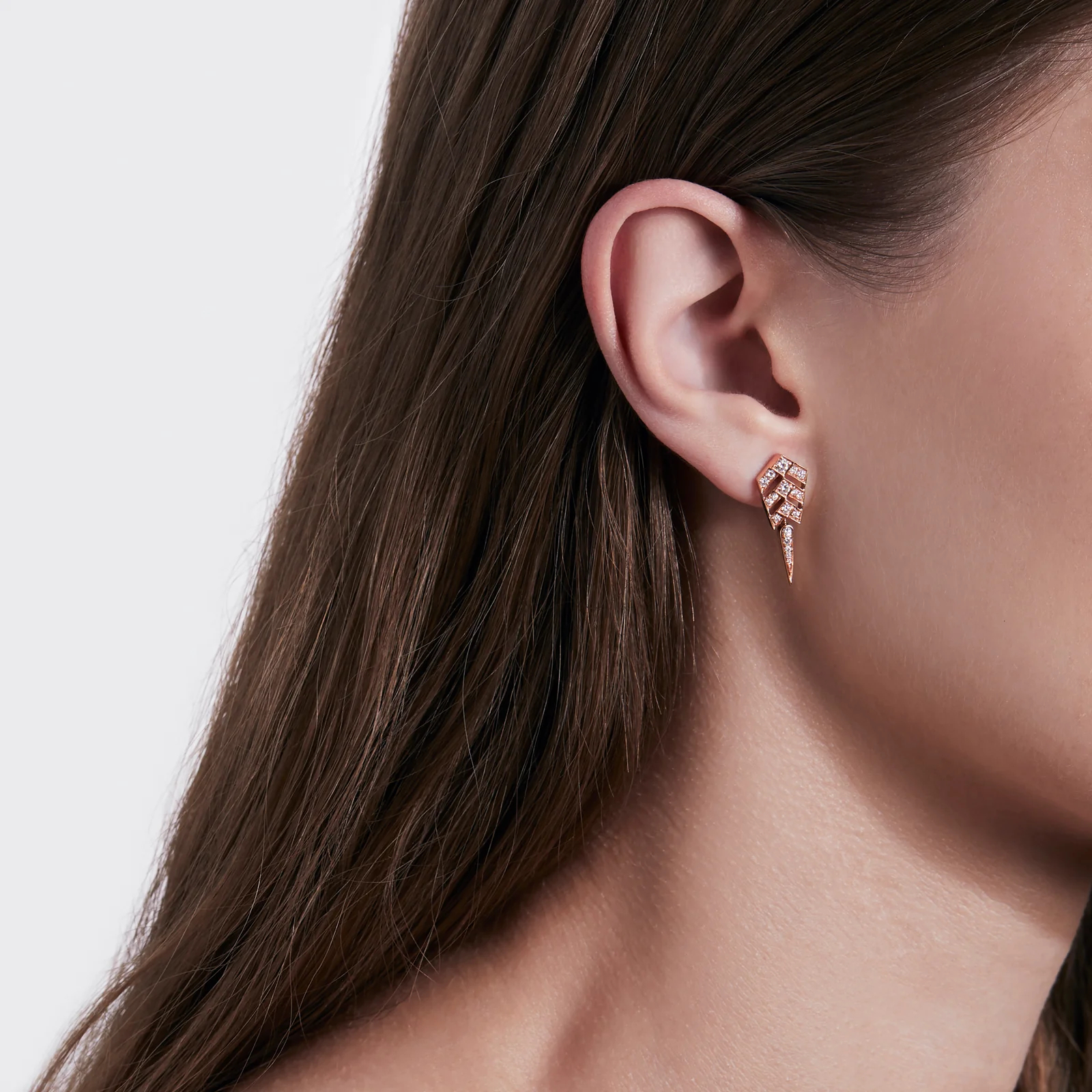 Mono boucle d'oreille Statement Stairway S en or rose et diamants