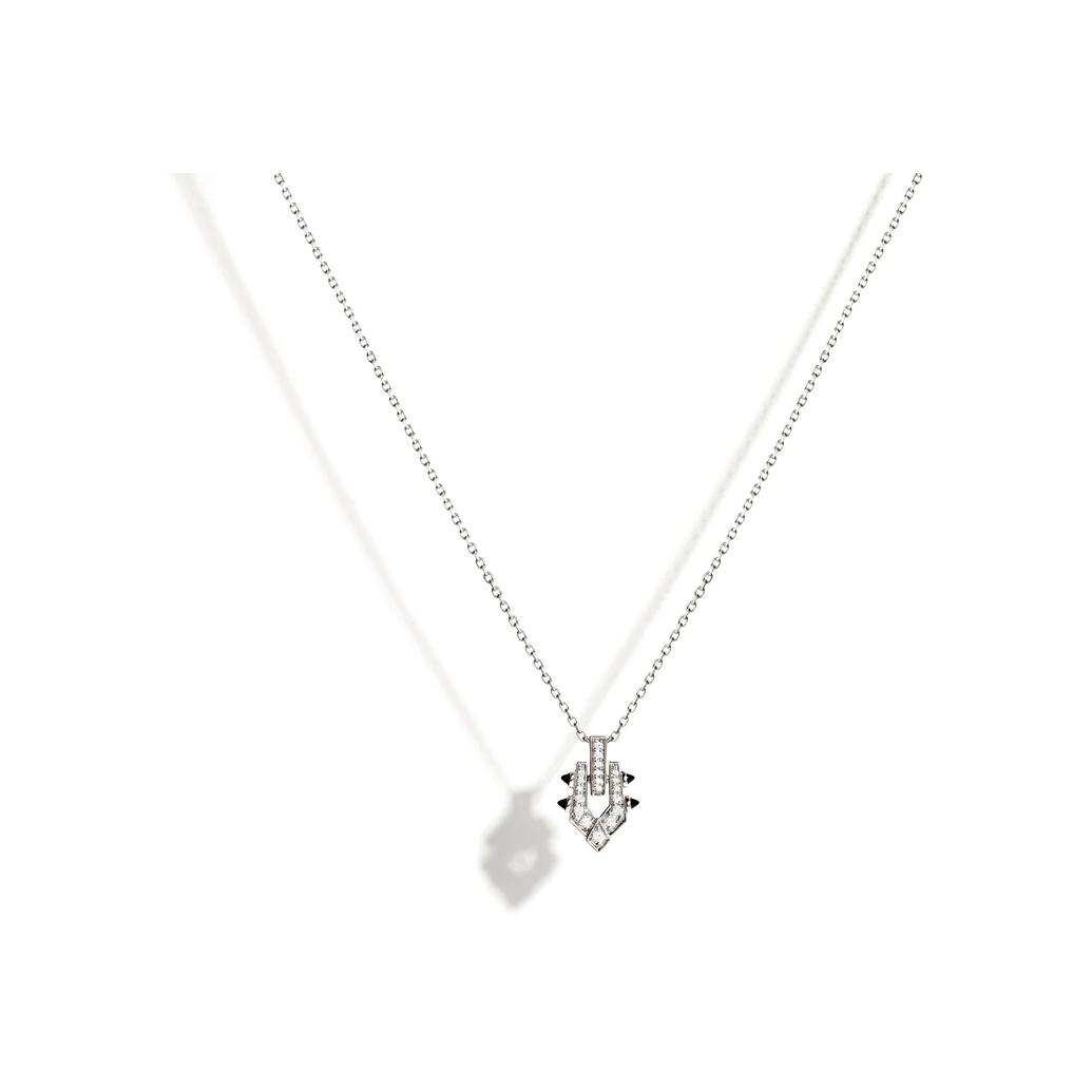 Collier STATEMENT Paris Spike en argent rhodié, diamants et agates noires