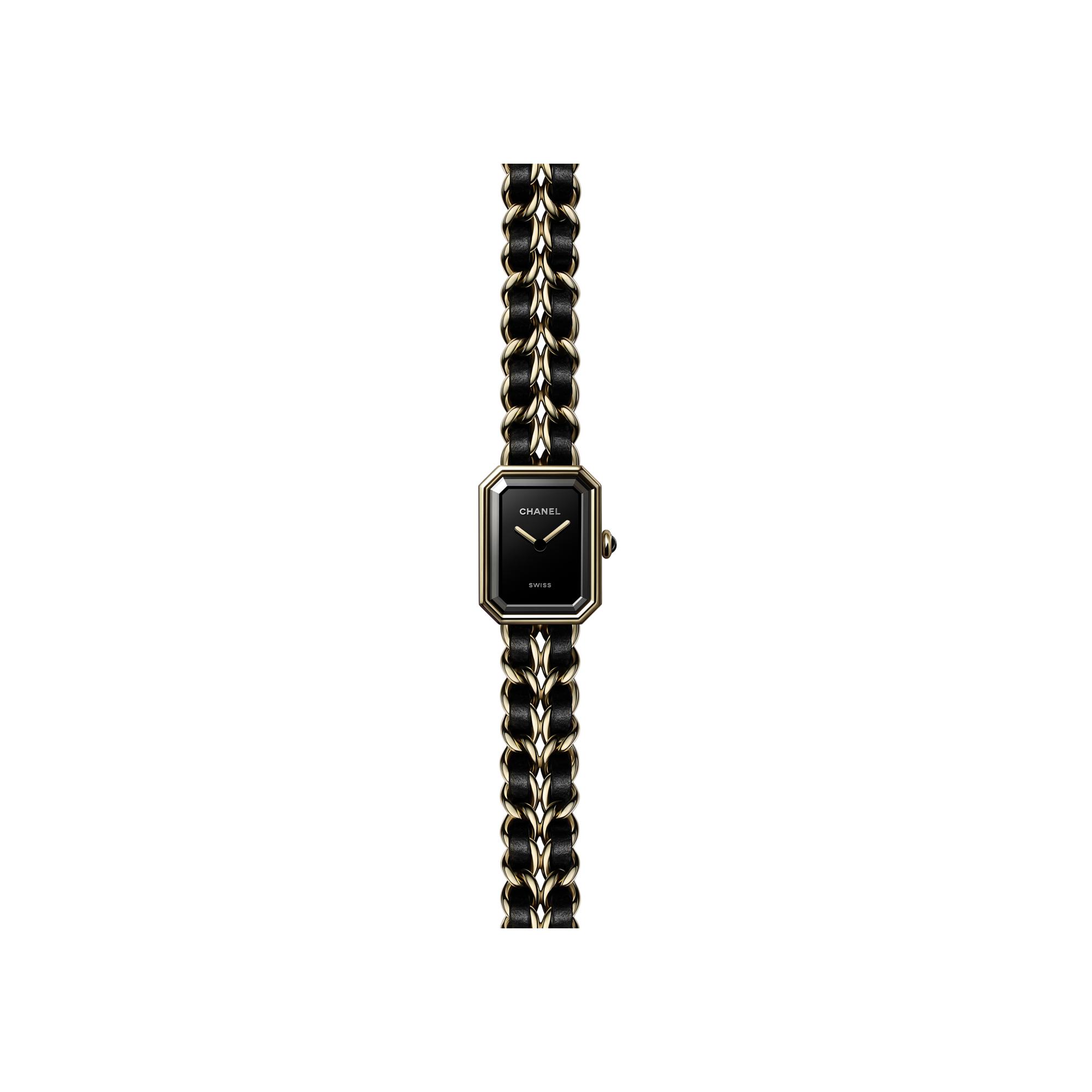 Montre CHANEL Première Chaîne Iconique Double Tour cadran Noir bracelet Cuir H10332