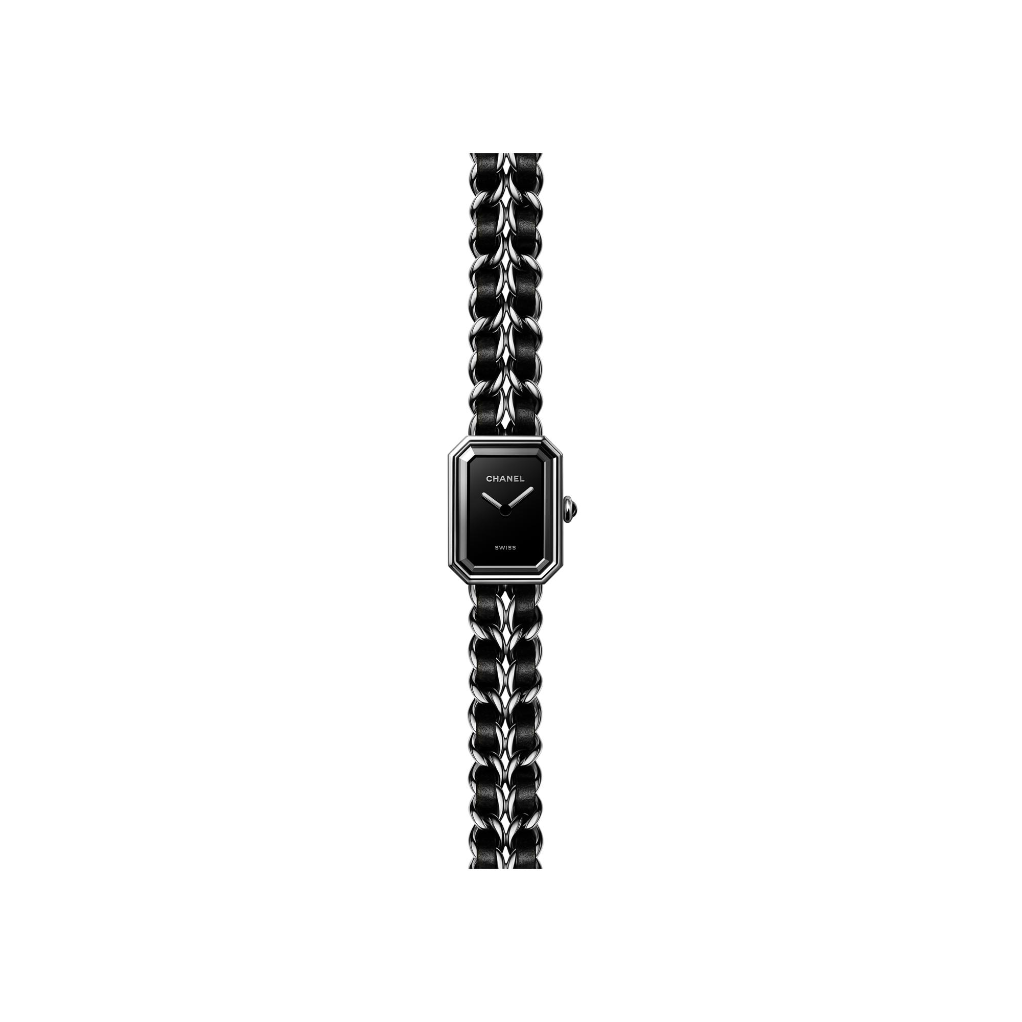 Montre CHANEL Première Chaîne Iconique Double Tour cadran Noir bracelet Cuir H10446