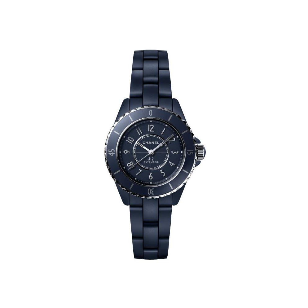 Montre CHANEL J12 Calibre 12.2, 33 mm cadran Bleu bracelet Acier/Céramique H11683
