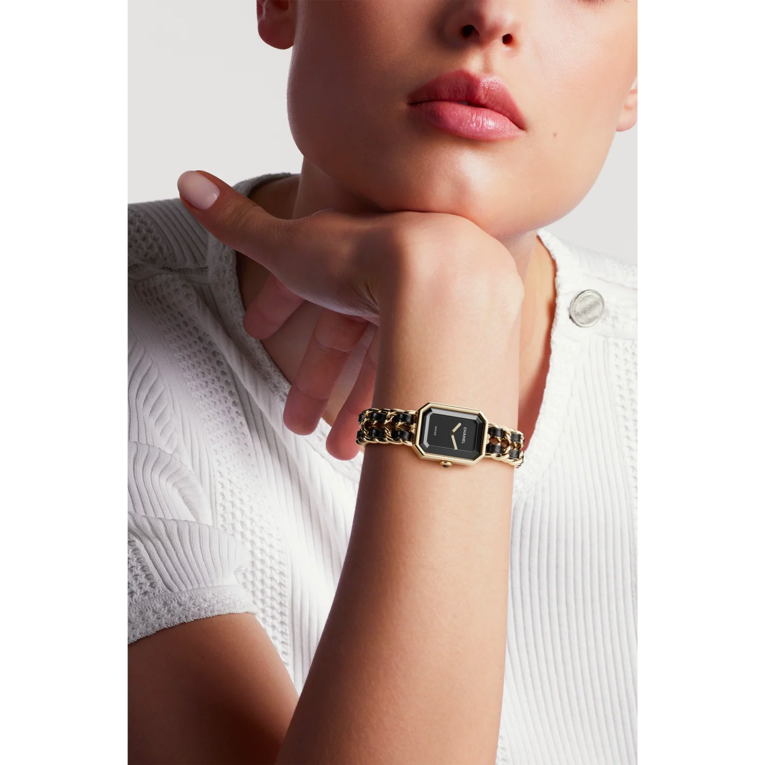 Montre CHANEL PREMIÈRE ÉDITION ORIGINALE cadran Noir bracelet Acier/Cuir H6951