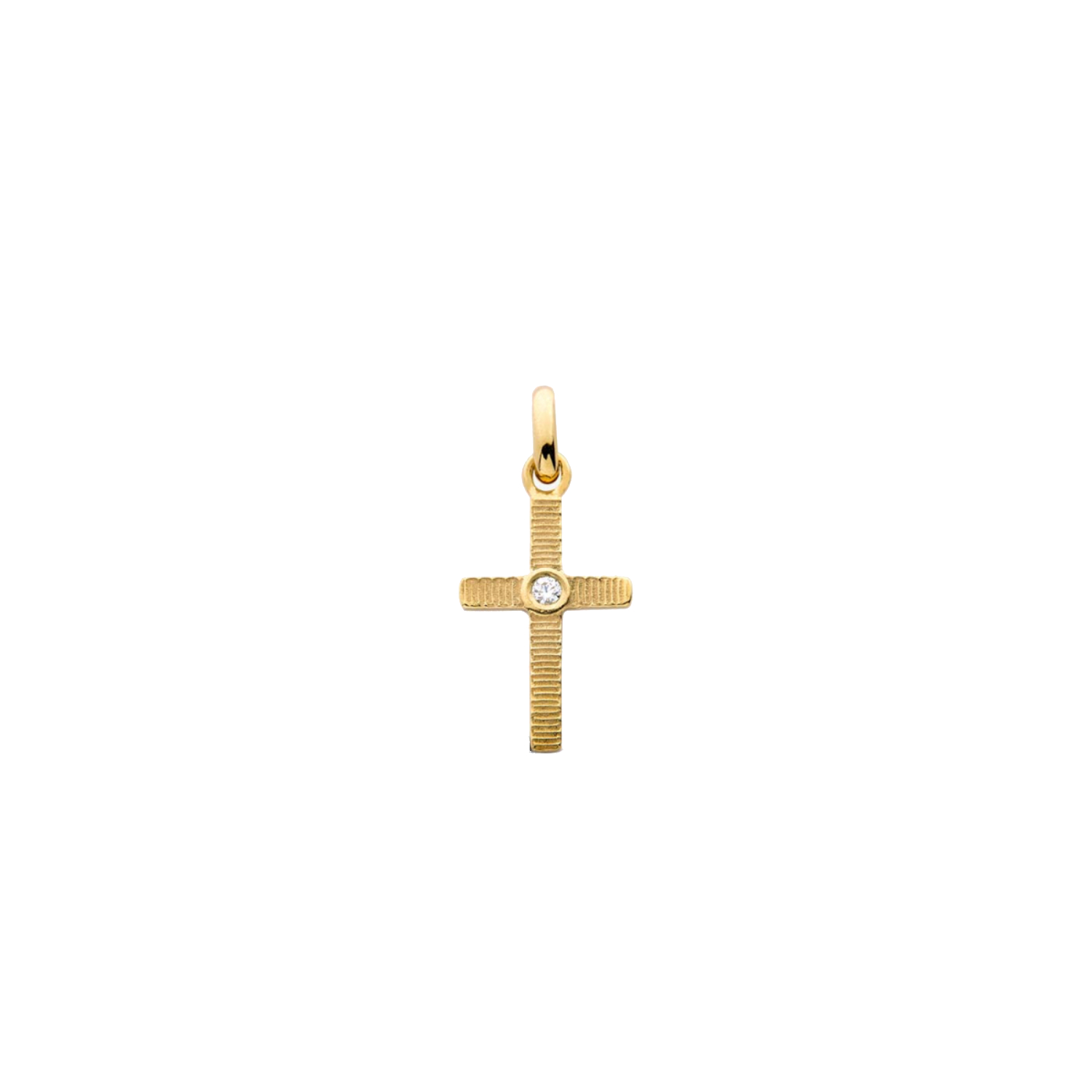 Pendentif Croix Arthus Bertrand Ruban en or jaune et diamant