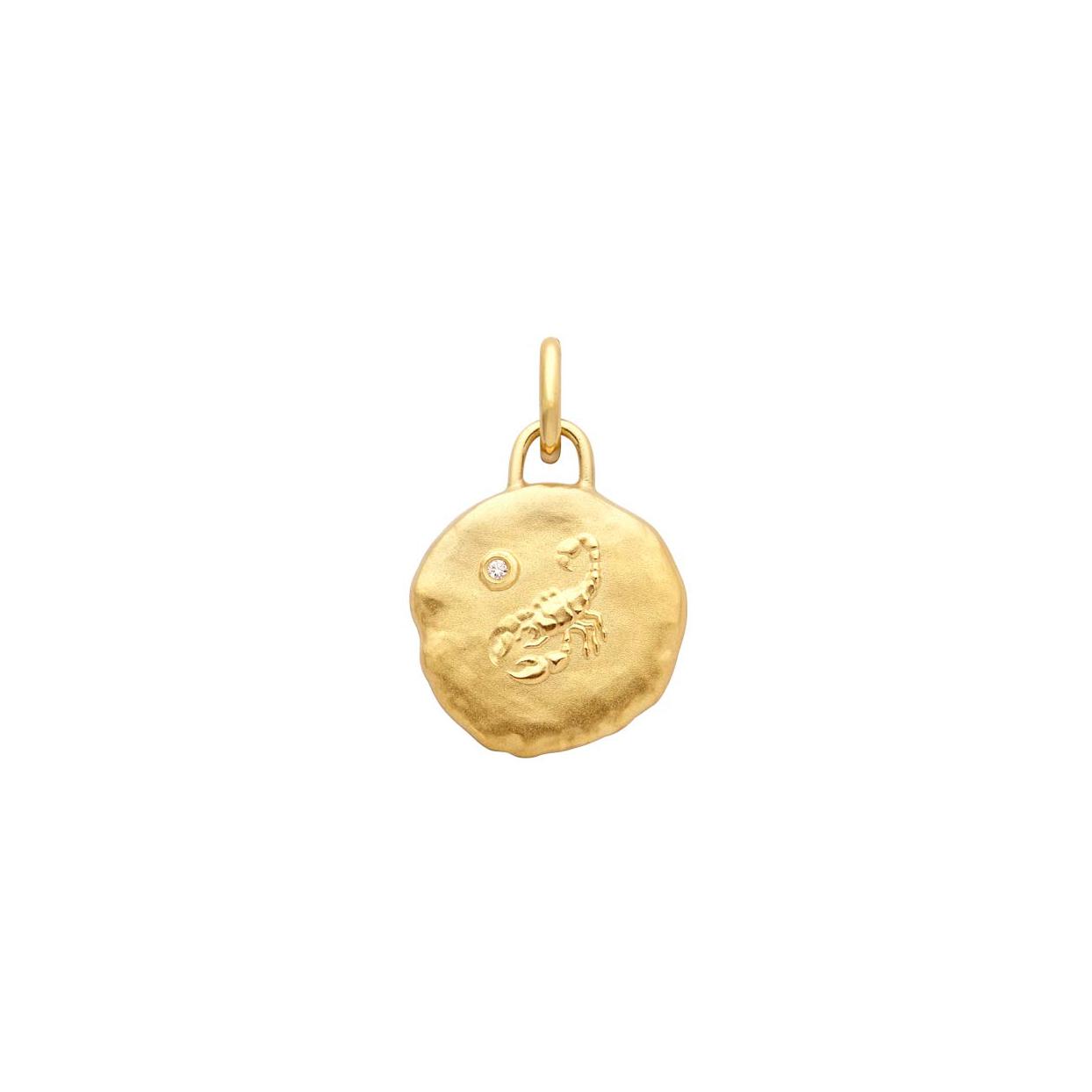 Médaille Arthus Bertrand Astro Scorpion en or jaune et diamant, 15 mm