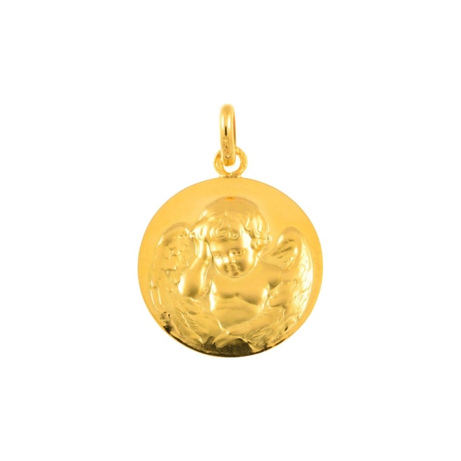 Médaille Arthus Bertrand Ange Penseur F. mince 18 mm or jaune poli-mat