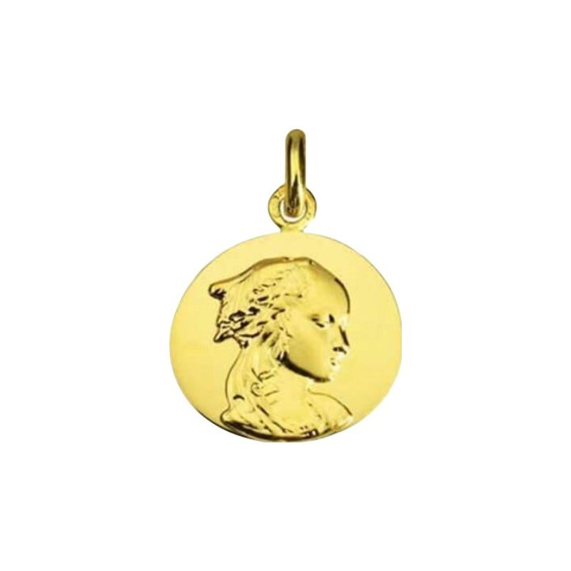 Médaille Arthus Bertrand Vierge Adorazione Galet 16 mm or jaune poli