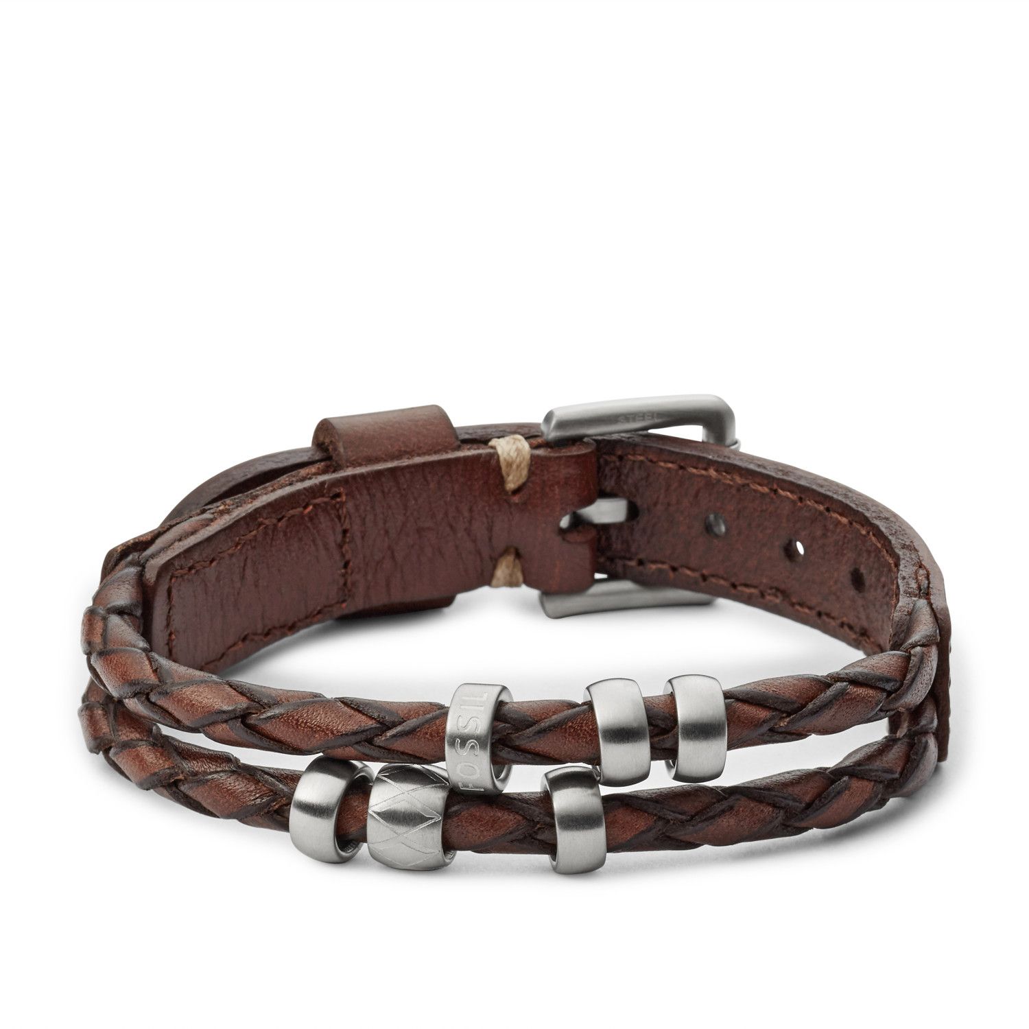 Achat Bracelet FOSSIL en cuir et acier