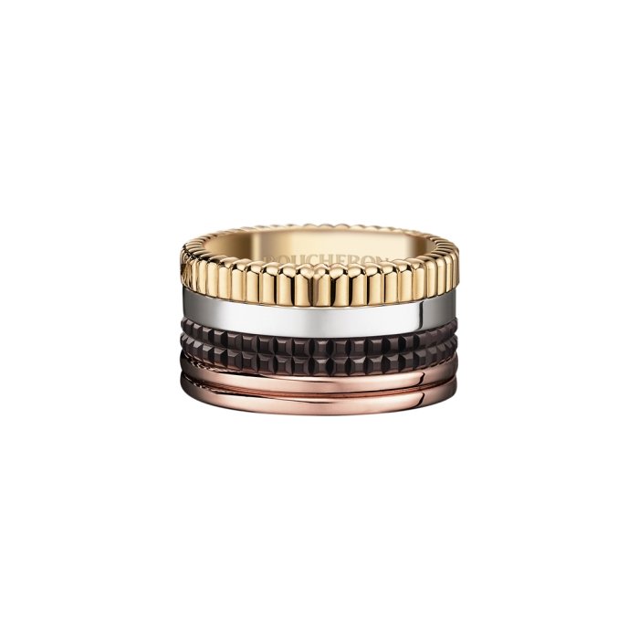 Bague Boucheron Quatre Large en or jaune, or blanc, or rose et PVD marron