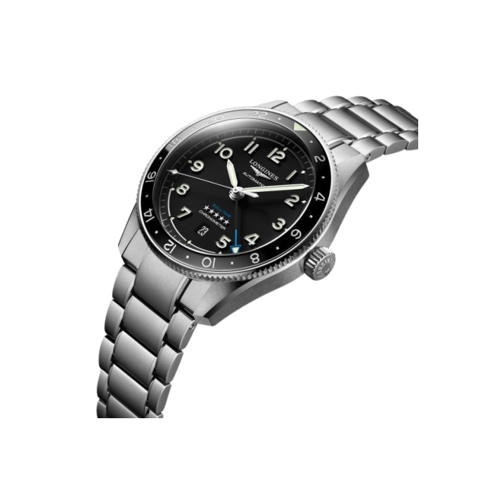 Montre Longines Spirit Zulu Time L3.812.4.53.6 cadran Noir bracelet Acier L3.812.4.53.6